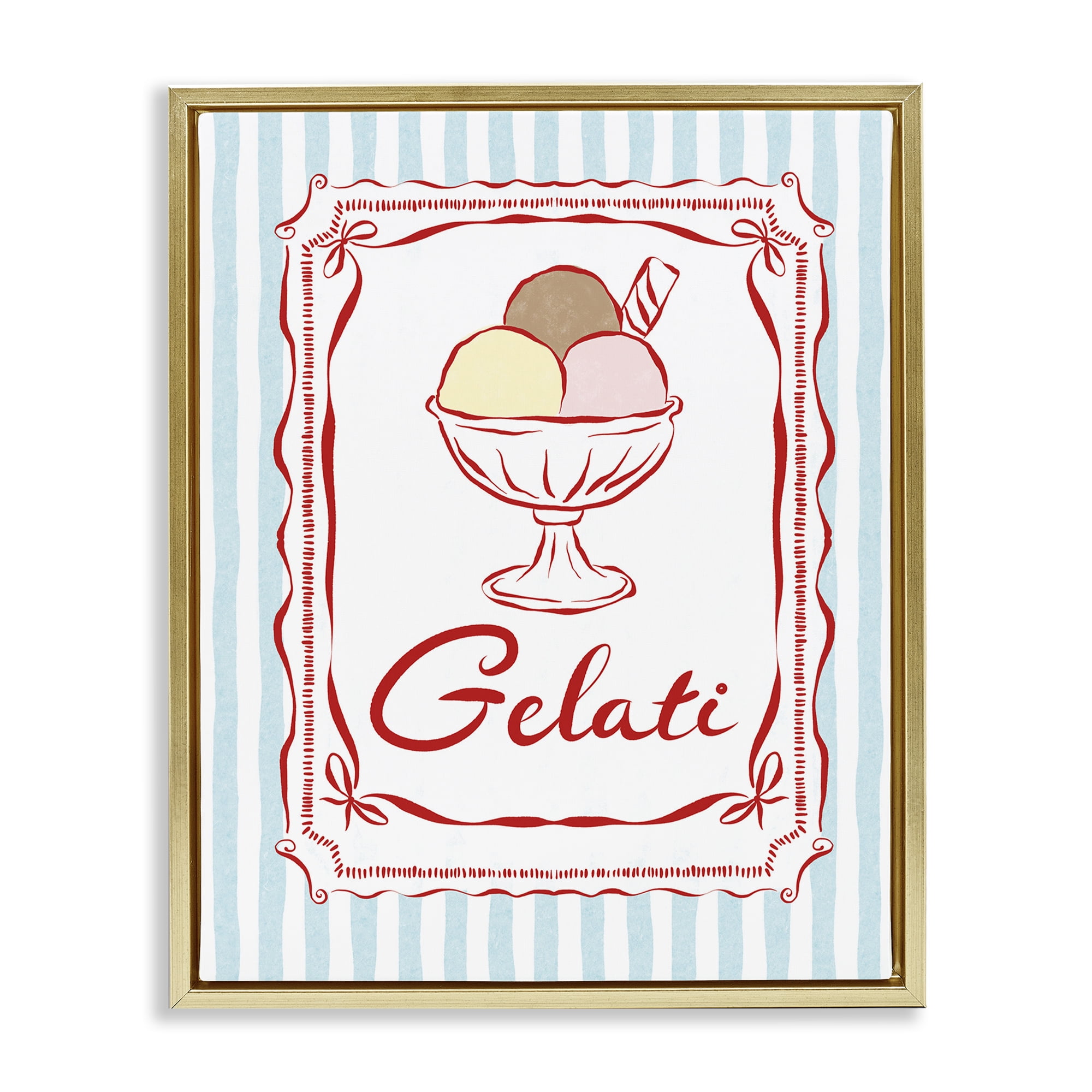 Stupell Industries Italian Summer Gelati Gold Framed Floater Canvas Wall Art, design by Miriam Wood