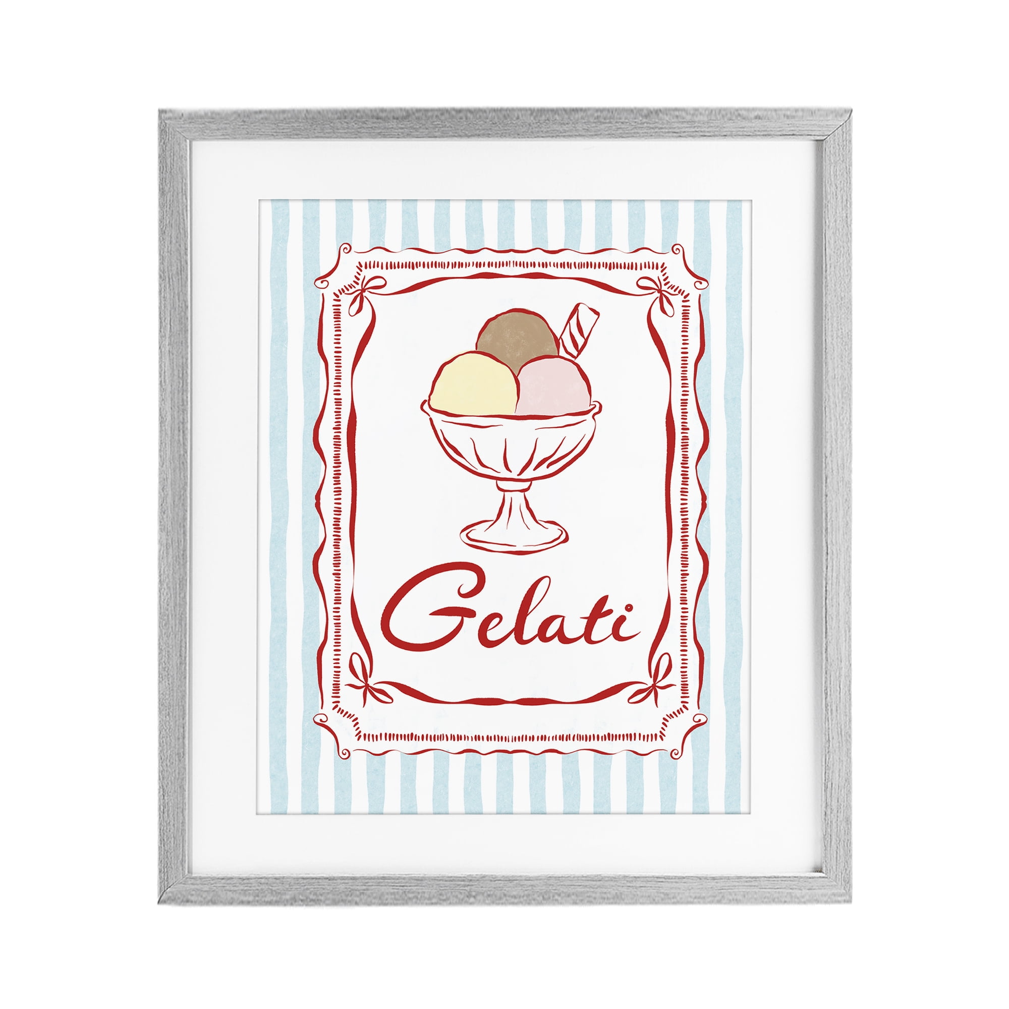 Stupell Industries Italian Summer Gelati Gray Framed Print Under Glass, design by Miriam Wood