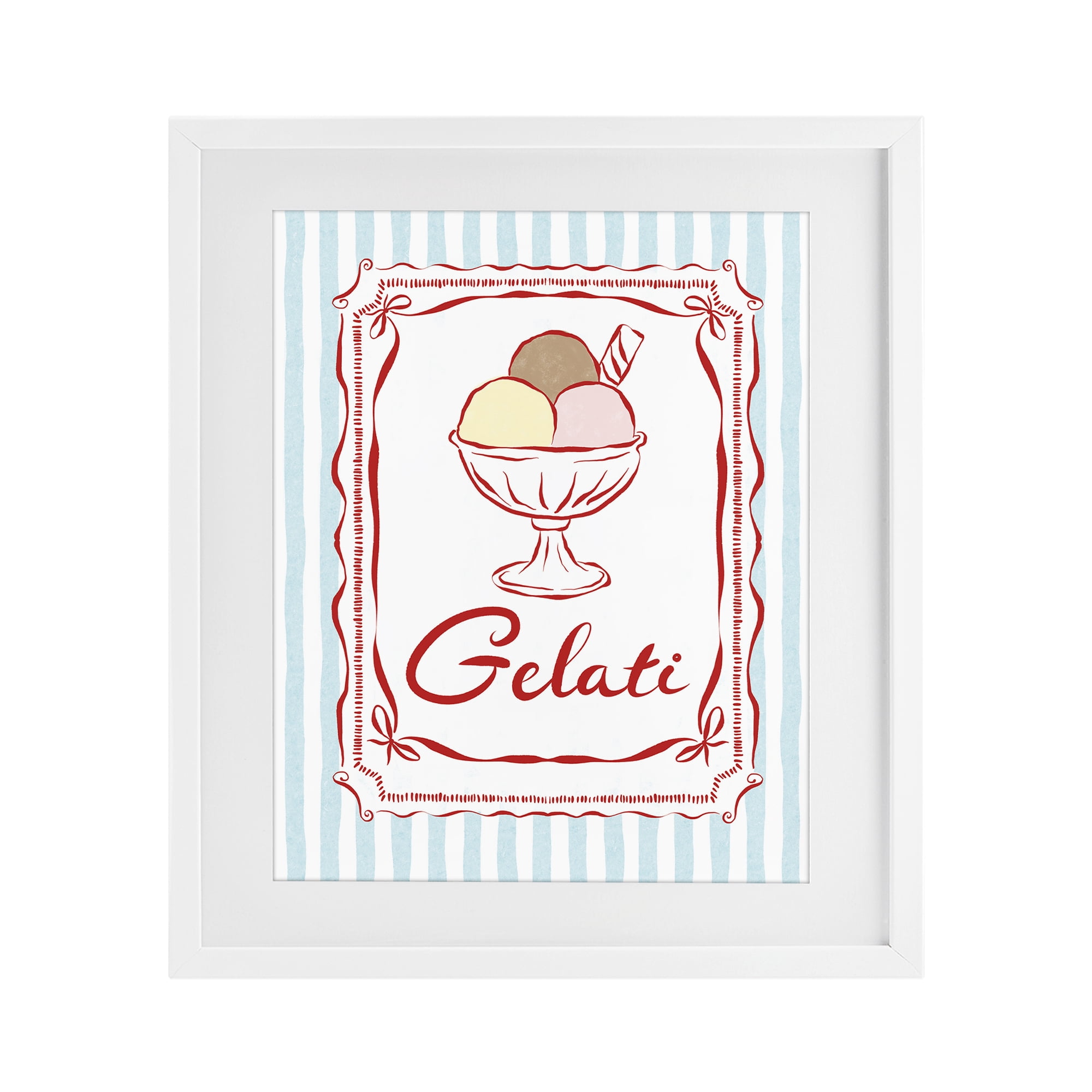 Stupell Industries Italian Summer Gelati White Framed Print Under Glass, design by Miriam Wood