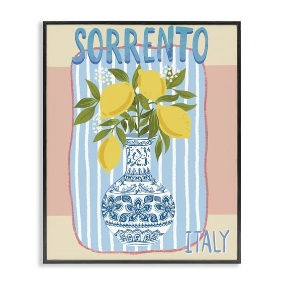 Stupell Industries Italian Summer Lemons Food & Beverage Painting Black Framed Art Print Wall Art, 11 x 14