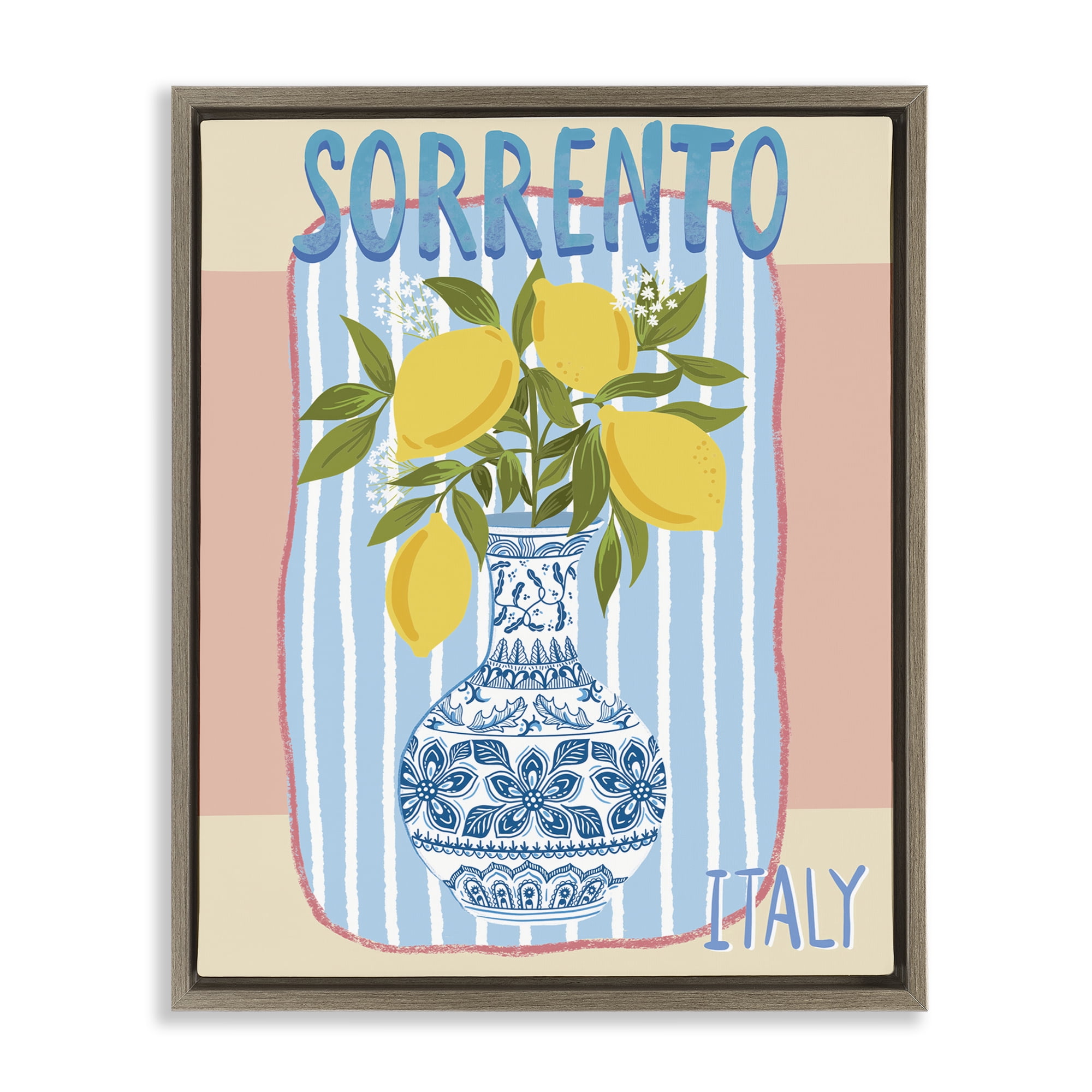 Stupell Industries Italian Summer Lemons Food & Beverage Painting Brown Floater Framed Canvas Art Print Wall Art, 17 x 21