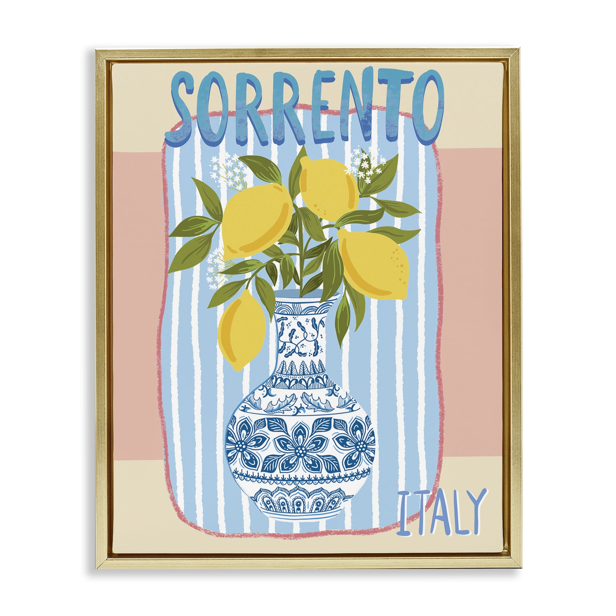 Stupell Industries Italian Summer Lemons Food & Beverage Painting Gold Floater Framed Canvas Art Print Wall Art, 17 x 21