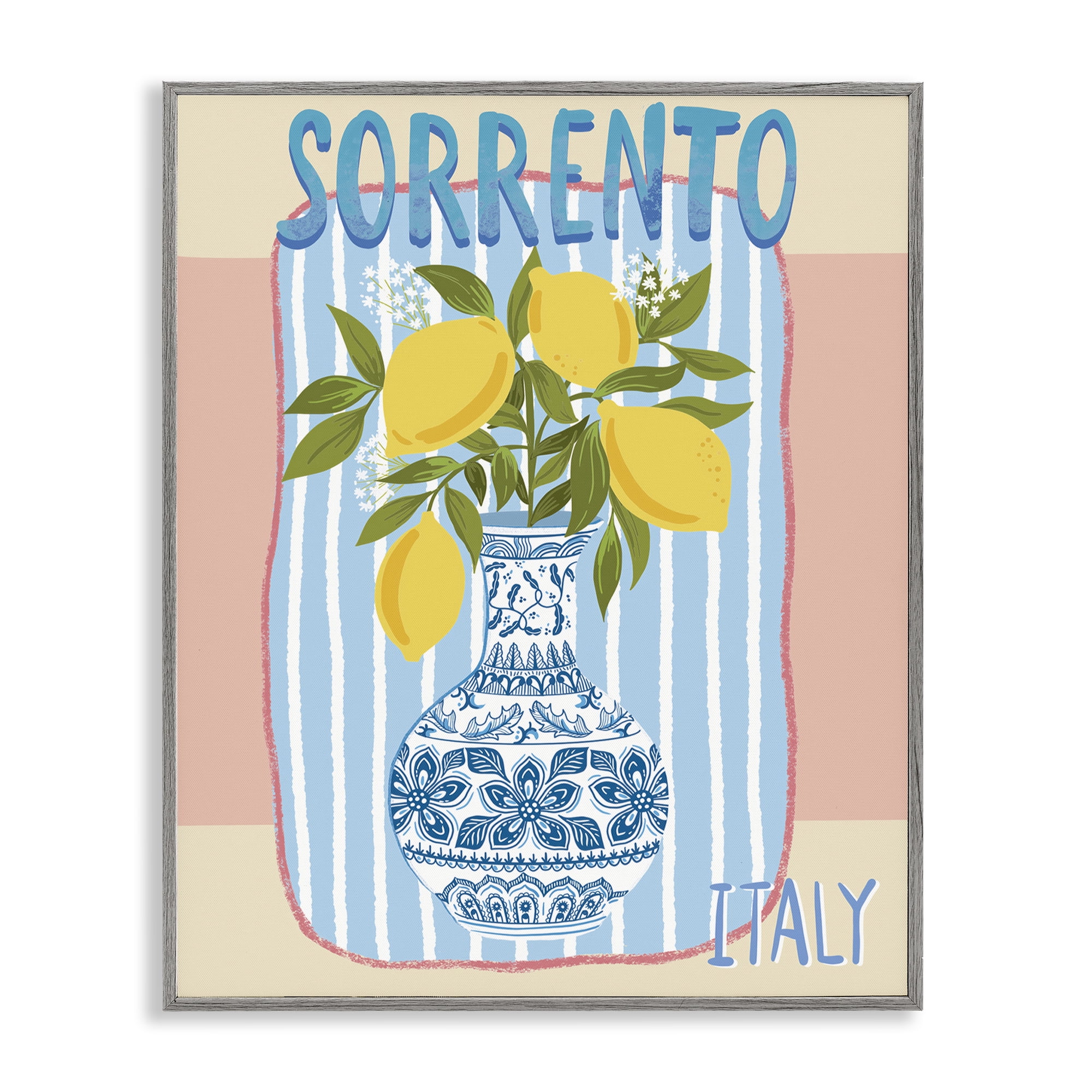 Stupell Industries Italian Summer Lemons Food & Beverage Painting Gray Framed Art Print Wall Art, 16 x 20