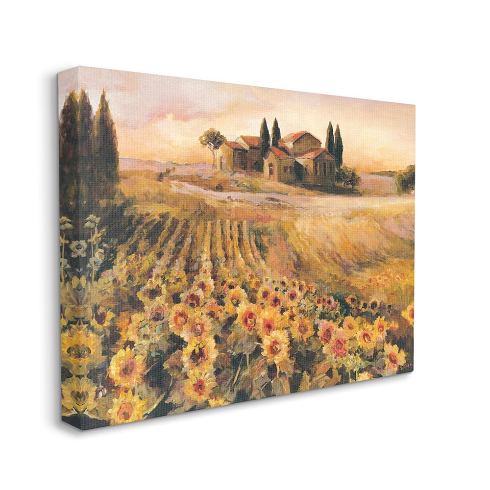 Stupell Industries Italian Villa Autumn Sunflower Field Yellow Green Canvas Wall Art by Marilyn Hageman