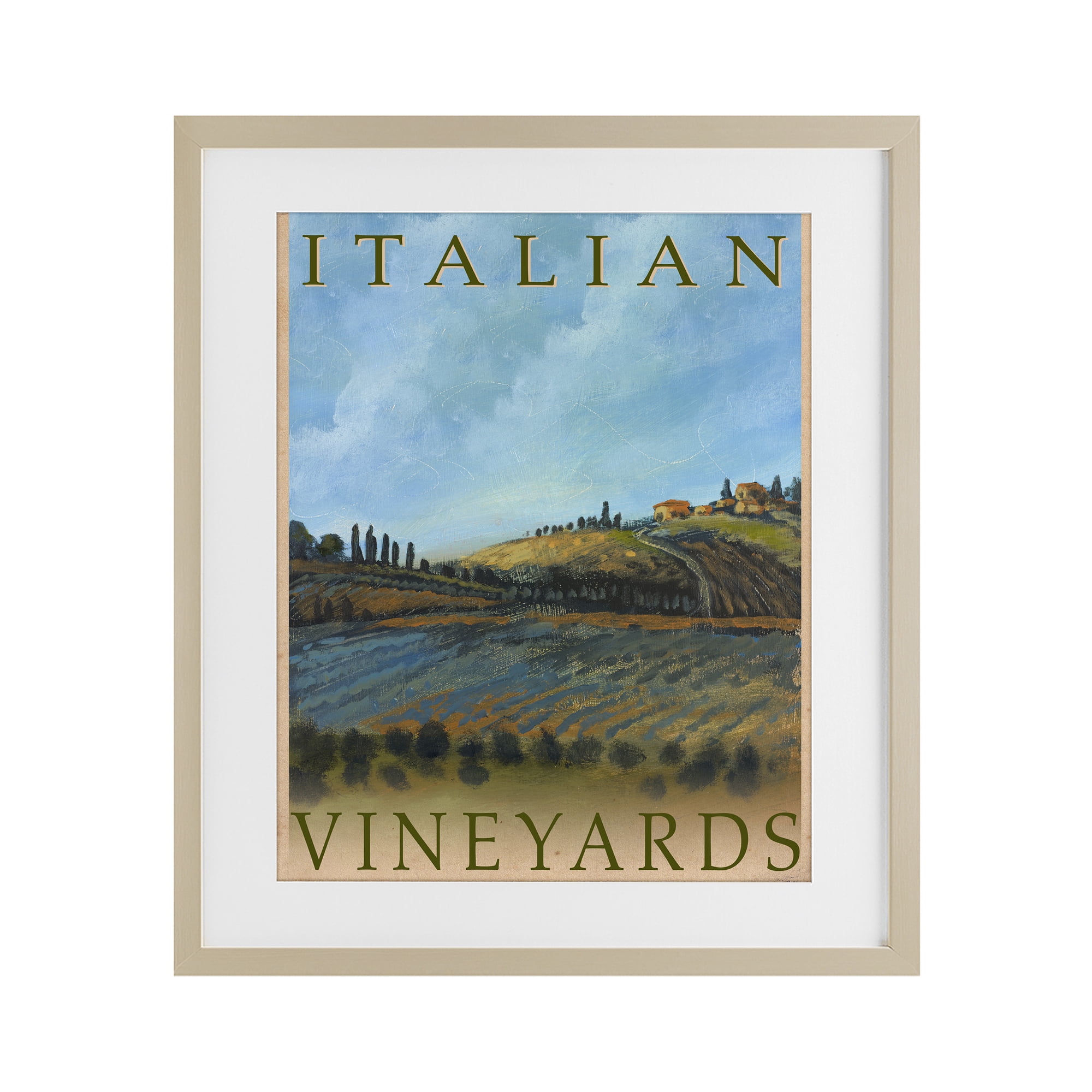 Stupell Industries Italian Vineyards Vintage Poster Birch Framed Print Under Glass, design by Kingsley