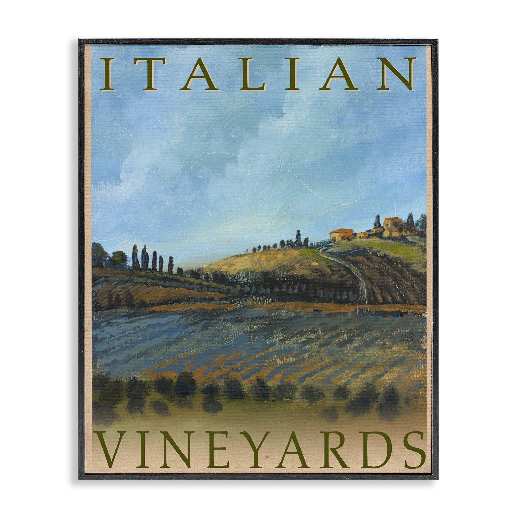 Stupell Industries Italian Vineyards Vintage Poster Black Framed Giclee Art, design by Kingsley