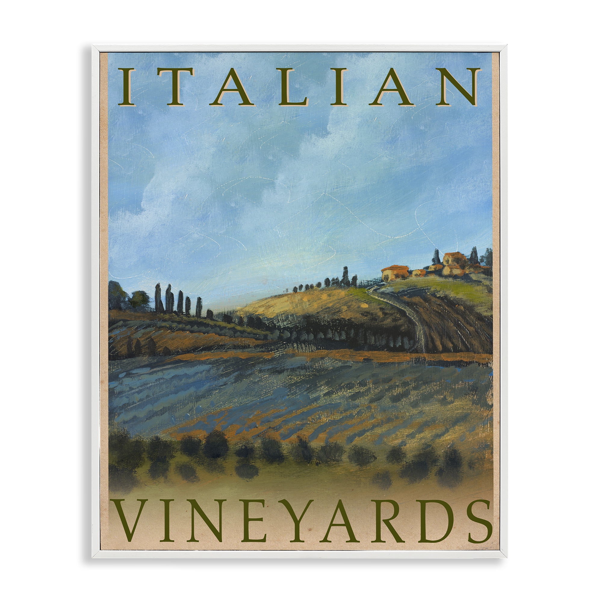 Stupell Industries Italian Vineyards Vintage Poster White Framed Giclee Art, design by Kingsley