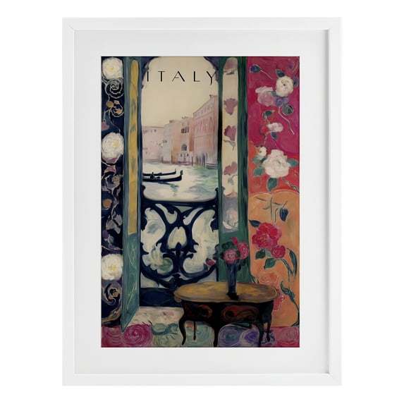 Stupell Industries Italy Spring Canal View White Framed Print Under Glass, design by Annabelle Hall