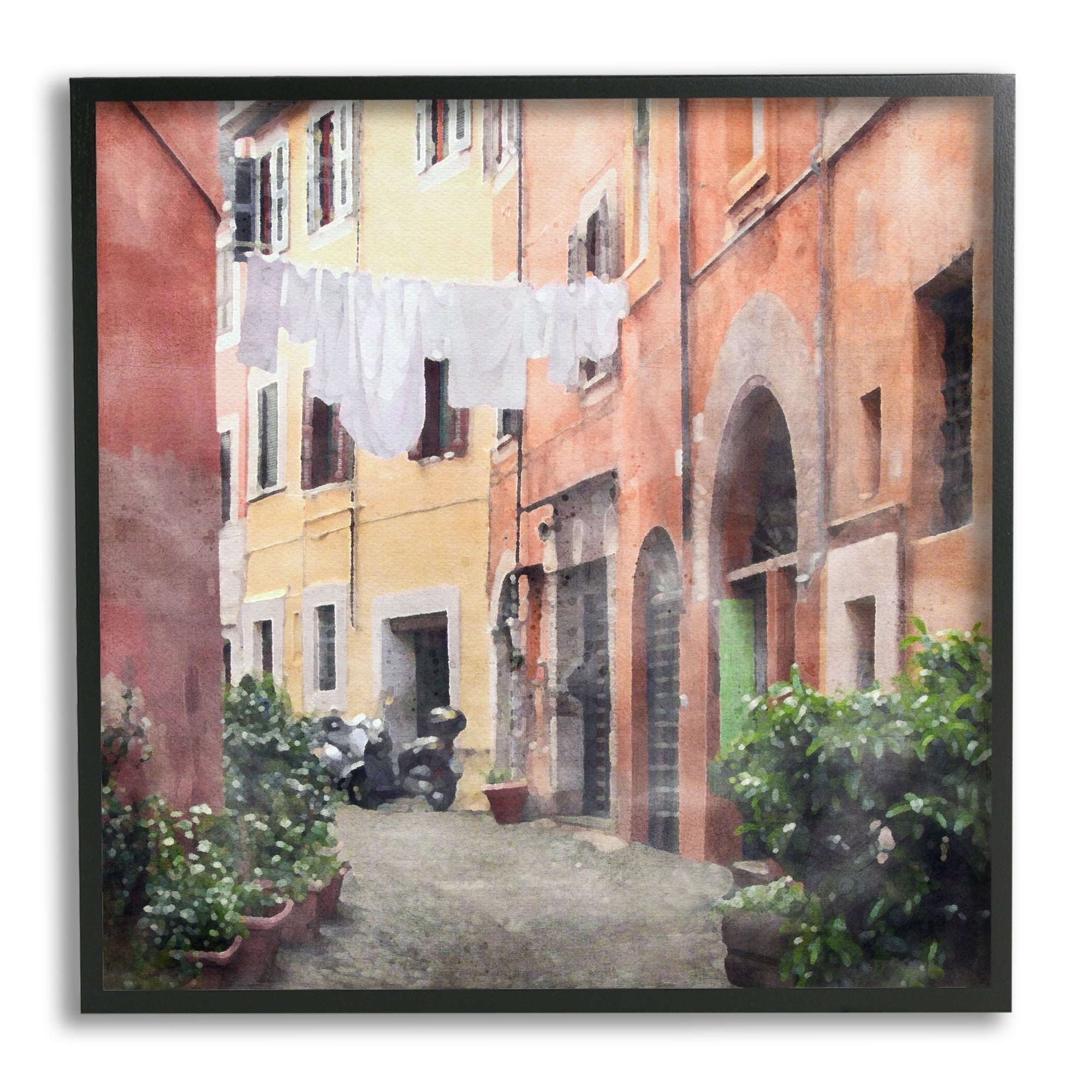Stupell Industries Italy Street View Travel & Places Painting Black Framed Art Print Wall Art, 24 x 24