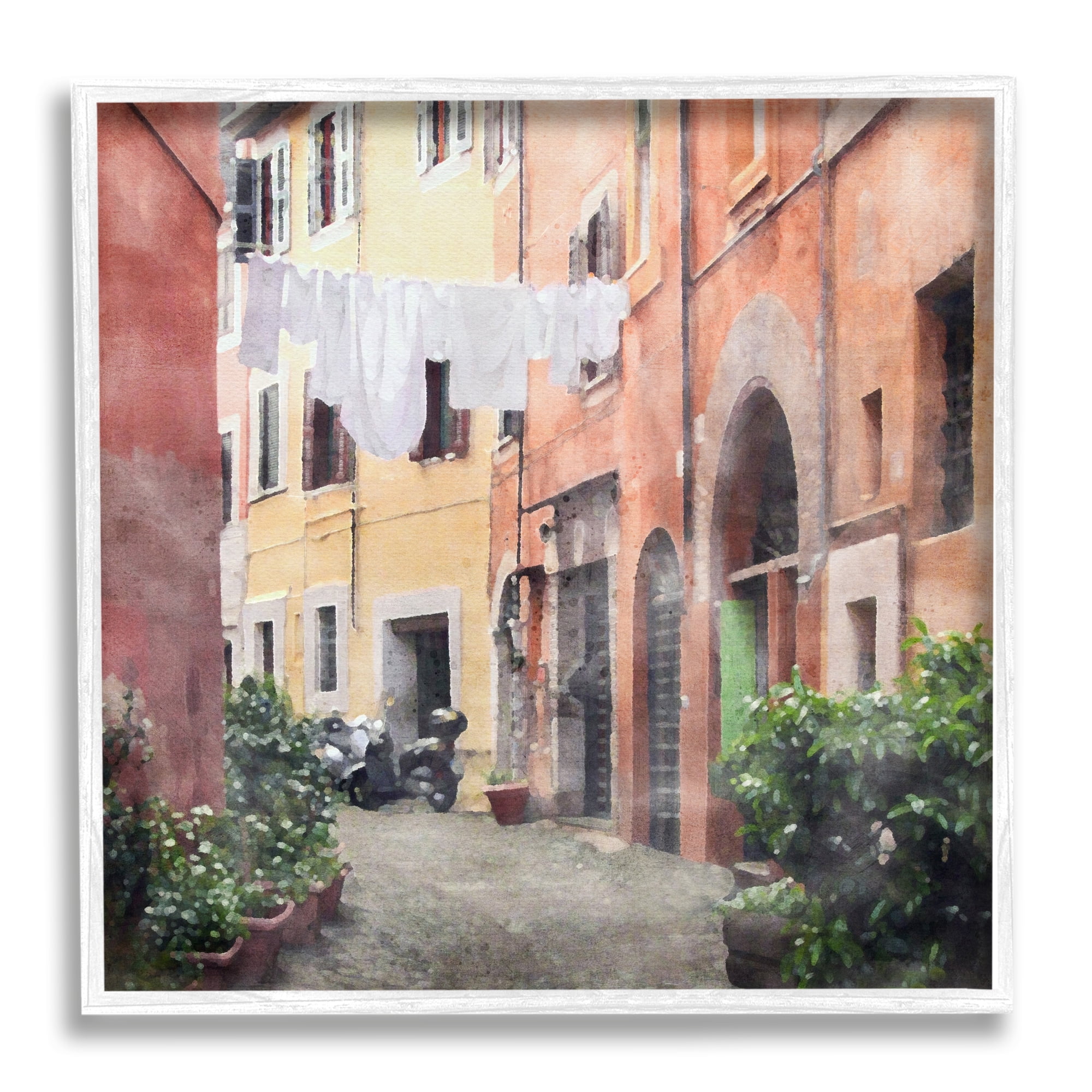 Stupell Industries Italy Street View Travel & Places Painting White Framed Art Print Wall Art, 24 x 24