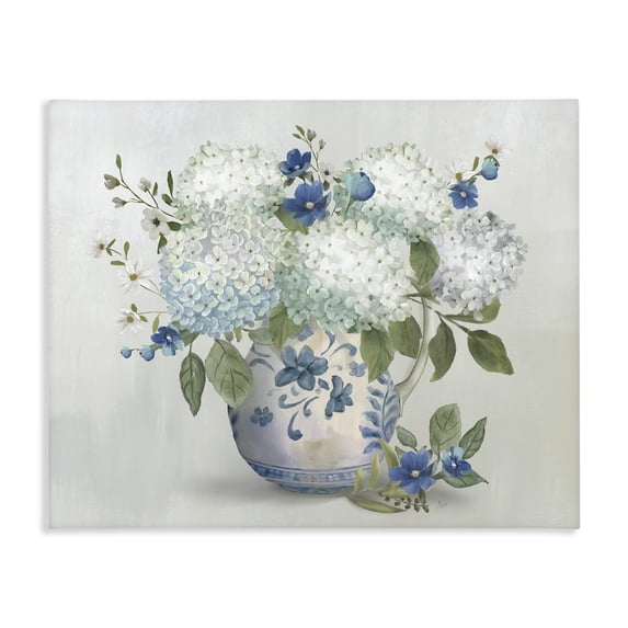 Stupell Industries Traditional Ivory & Blue Hydrangea Vase Canvas Art, 30 x 24, by Nan