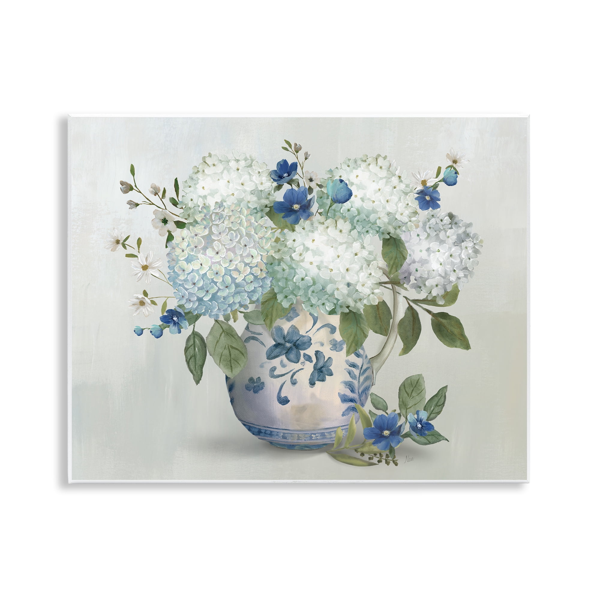 Stupell Industries Ivory & Blue Hydrangea Vase Wall Plaque Art, design by Nan