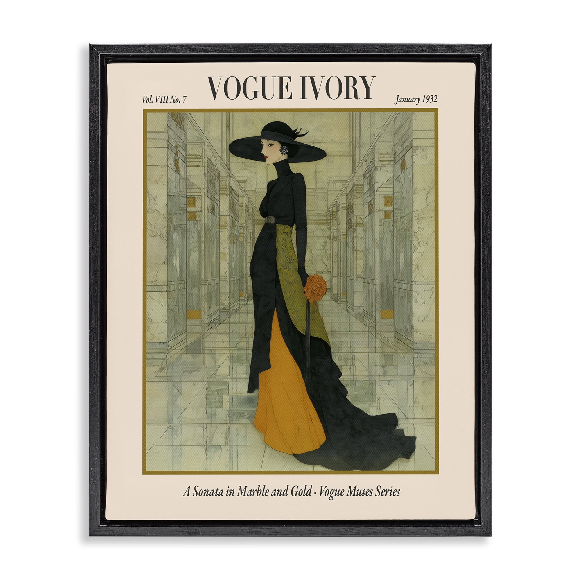 Stupell Industries Ivory Hall Magazine Black Framed Floater Canvas Wall Art, design by A Barefoot Stylist