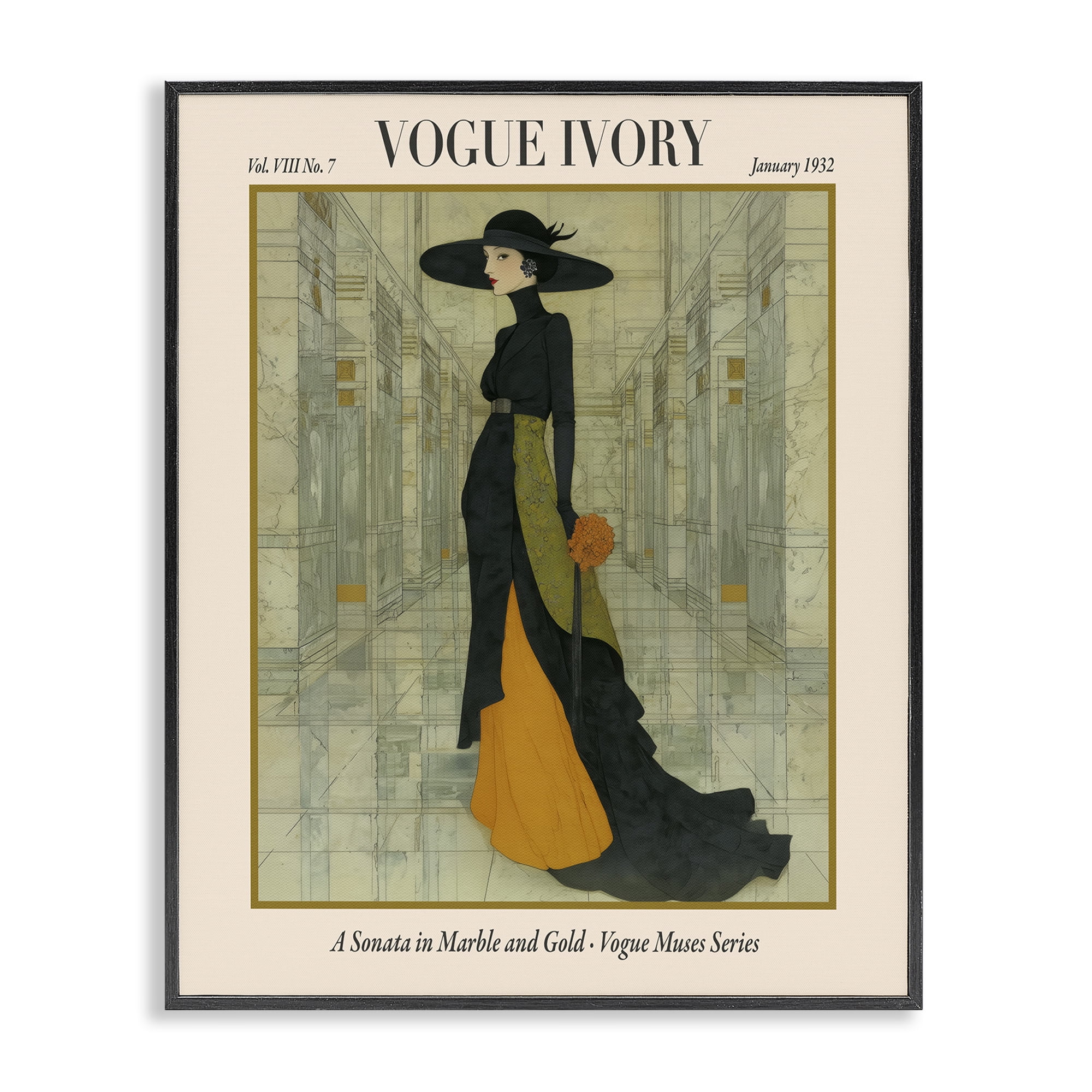 Stupell Industries Ivory Hall Magazine Black Framed Giclee Art, design by A Barefoot Stylist