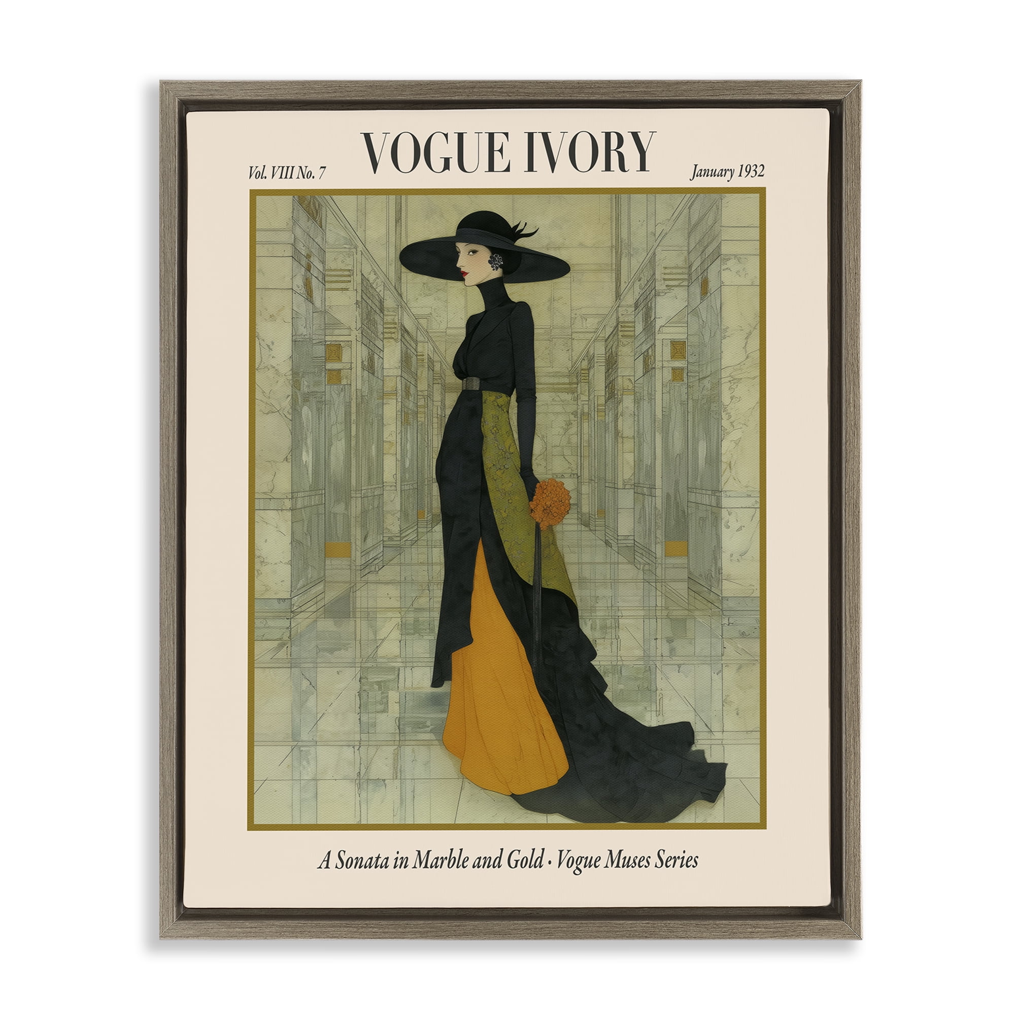 Stupell Industries Ivory Hall Magazine Brown Framed Floater Canvas Wall Art, design by A Barefoot Stylist