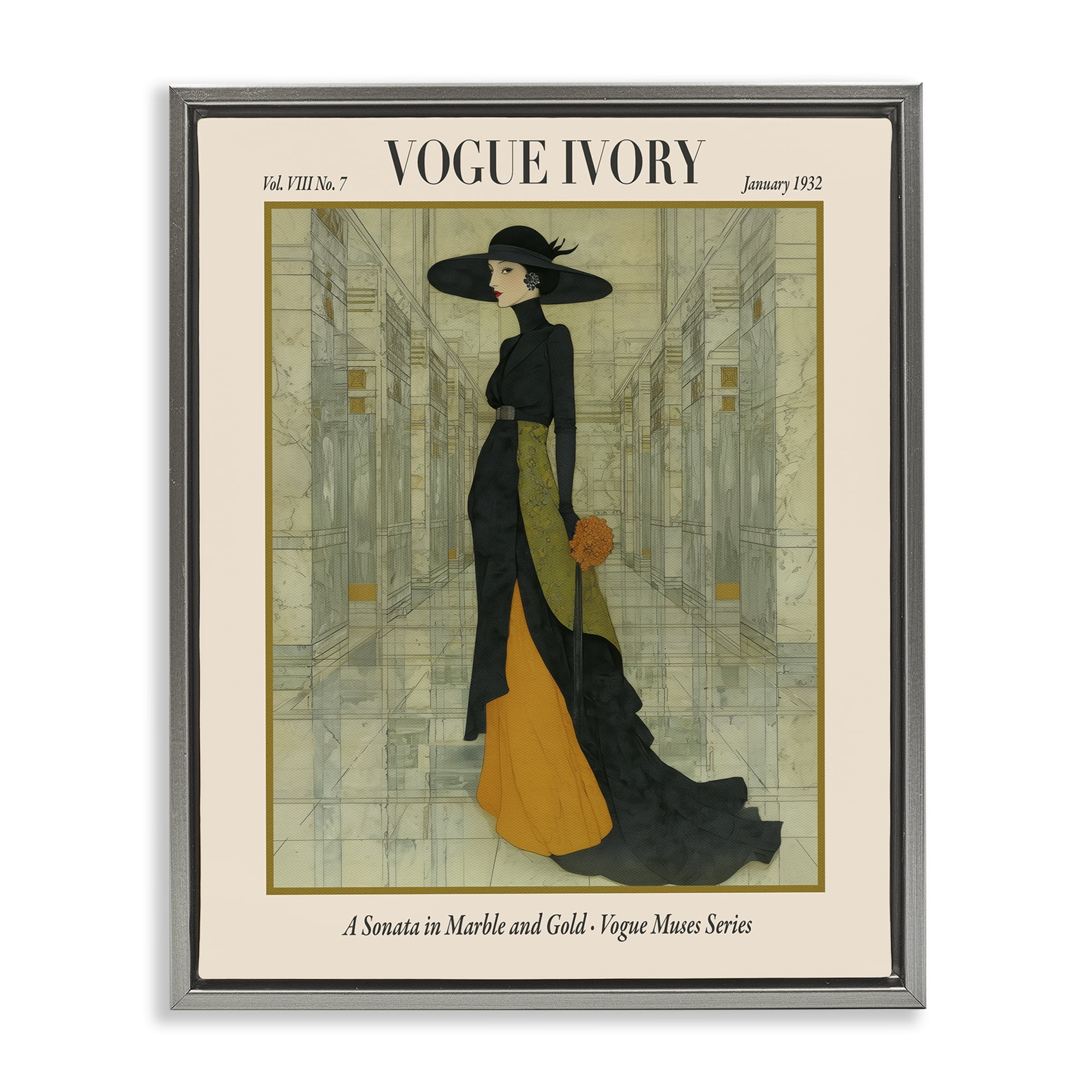 Stupell Industries Ivory Hall Magazine Gray Framed Floater Canvas Wall Art, design by A Barefoot Stylist