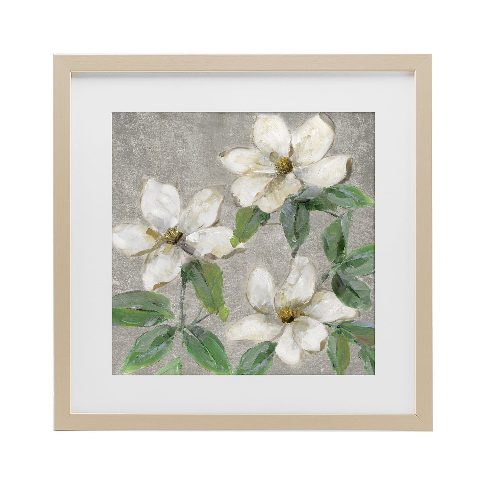 Stupell Industries Ivory Magnolia Trio Birch Framed Print Under Glass, design by Sally Swatland