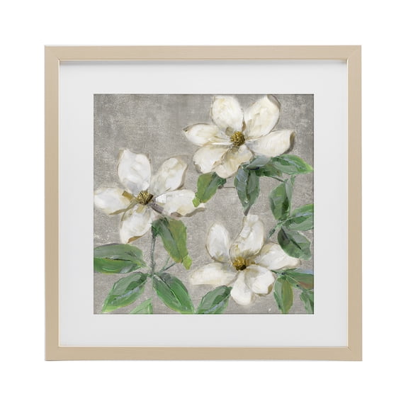 Stupell Industries Farmhouse Ivory Magnolia Trio Birch Framed Print Under Glass, 13 x 13, by Sally Swatland