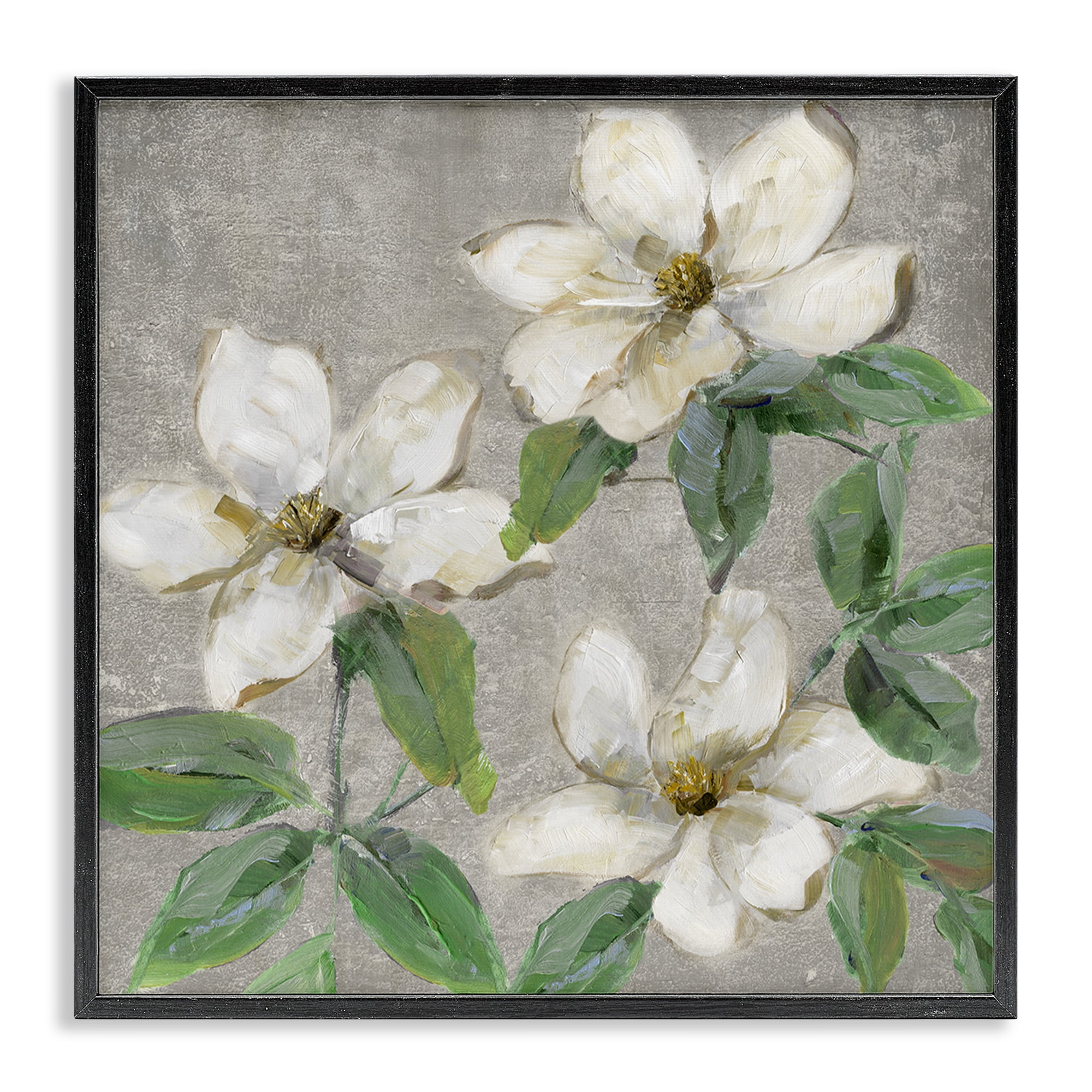 Stupell Industries Ivory Magnolia Trio Black Framed Giclee Art, design by Sally Swatland