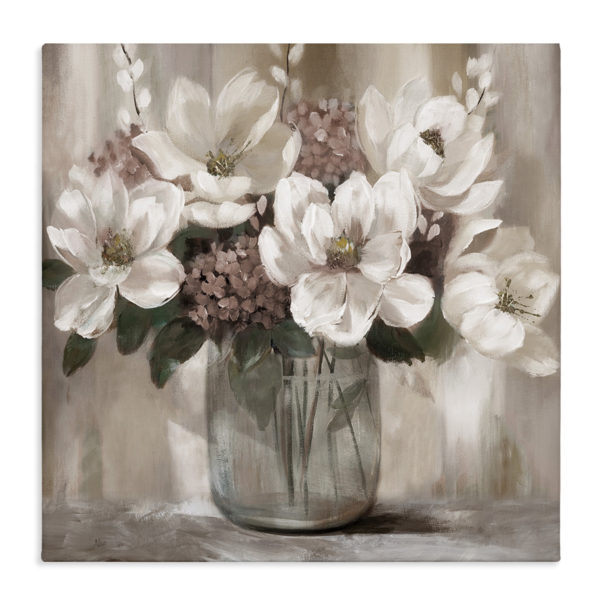 Stupell Industries Ivory Magnolias Vase Canvas Wall Art, design by Nan