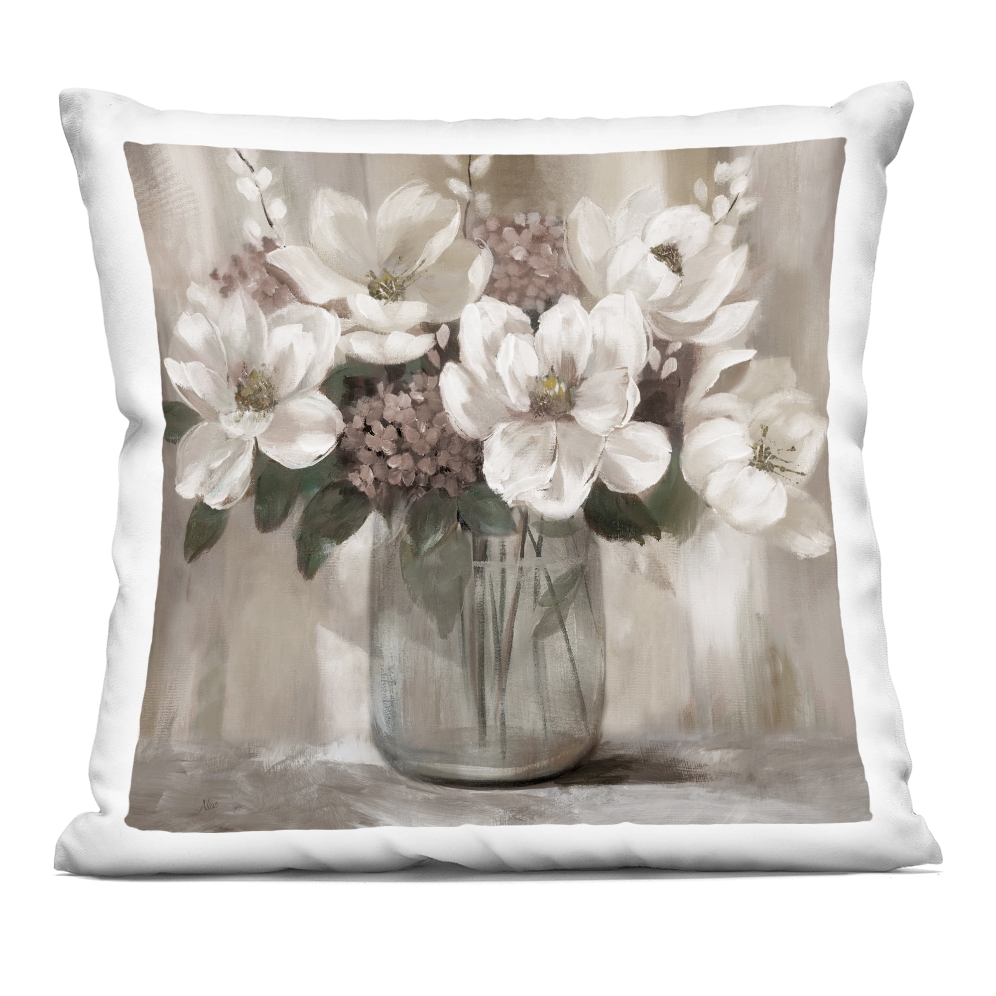 Stupell Industries Ivory Magnolias Vase Decorative Printed Throw Pillow, design by Nan, 18 x 7 x 18