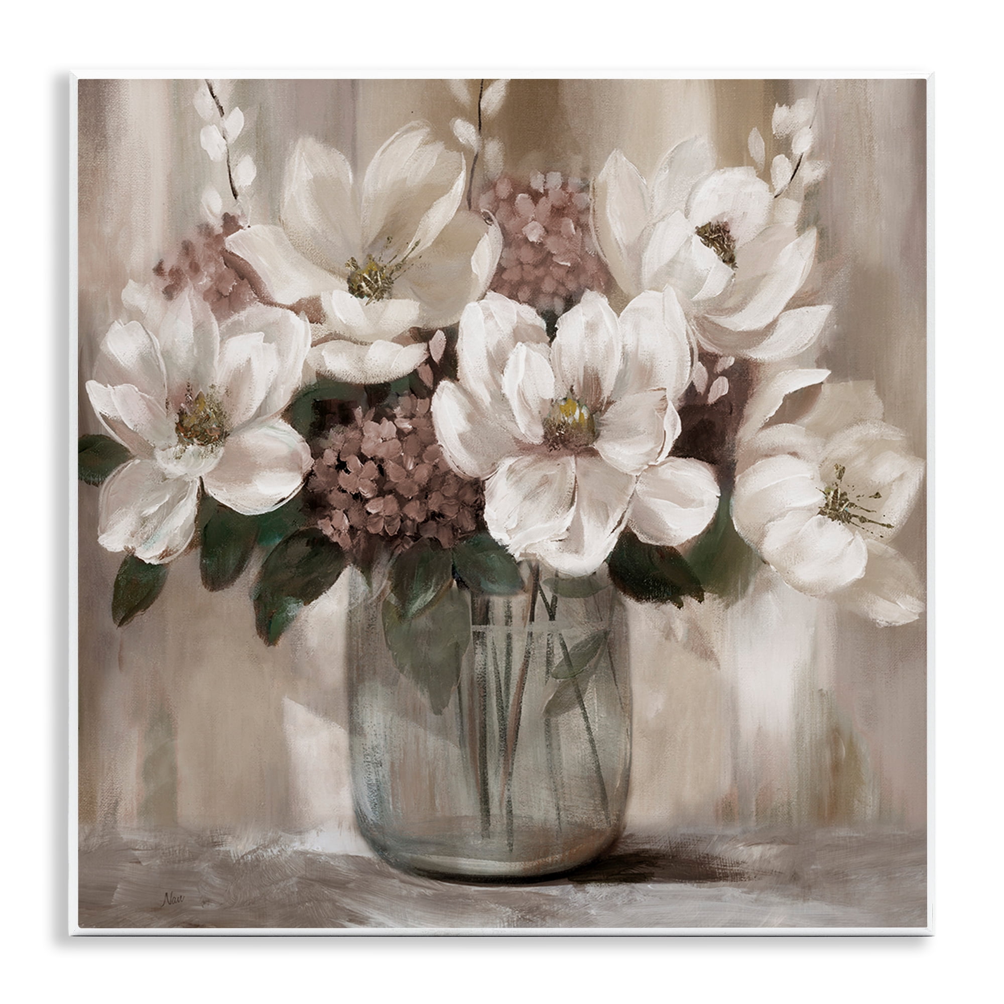 Stupell Industries Ivory Magnolias Vase Wall Plaque Art, design by Nan