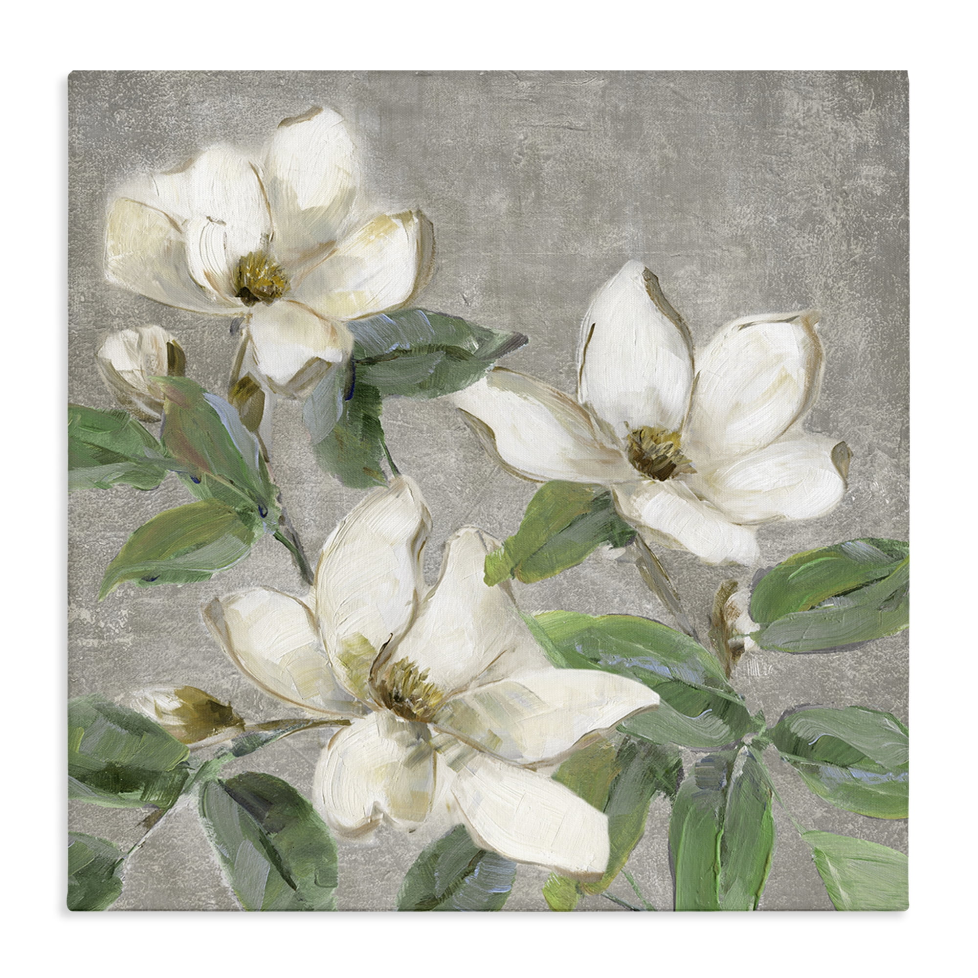 Stupell Industries Ivory Magnolias on Grey Canvas Wall Art, design by Sally Swatland