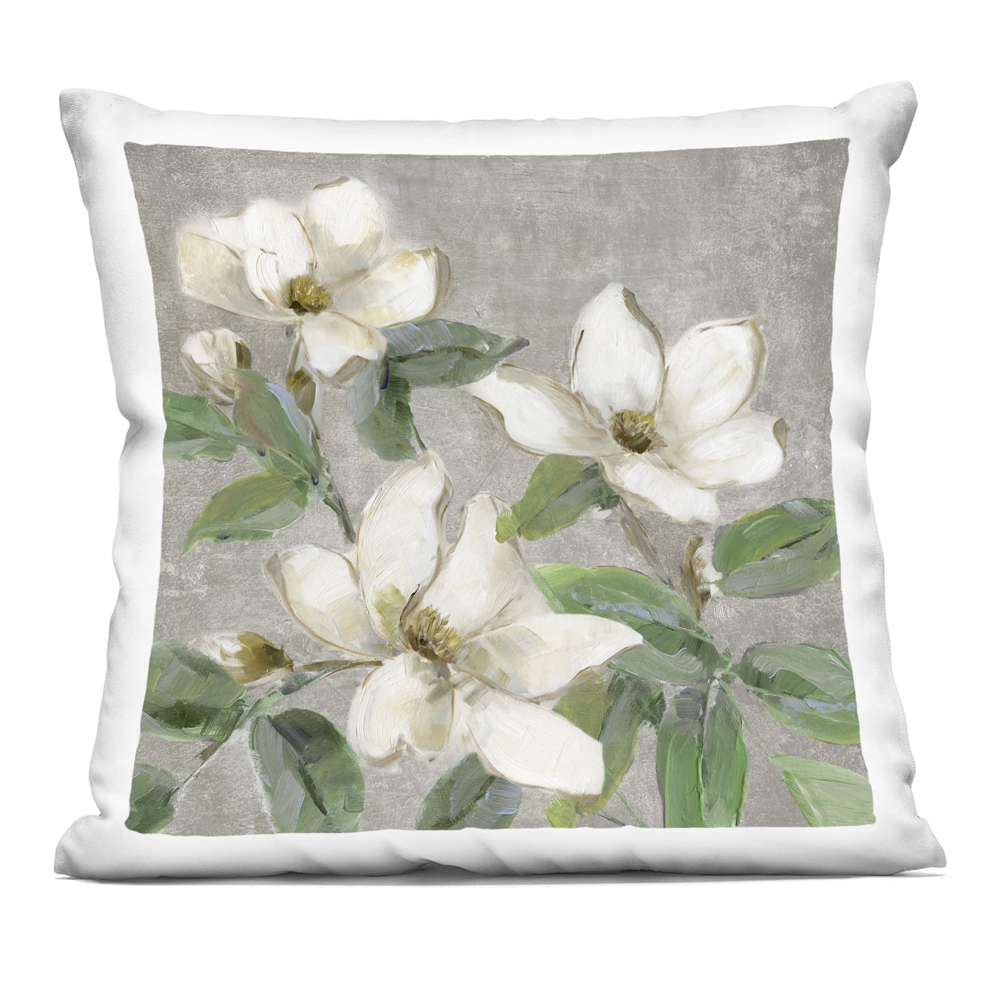 Stupell Industries Ivory Magnolias on Grey Decorative Printed Throw Pillow, design by Sally Swatland, 18 x 7 x 18