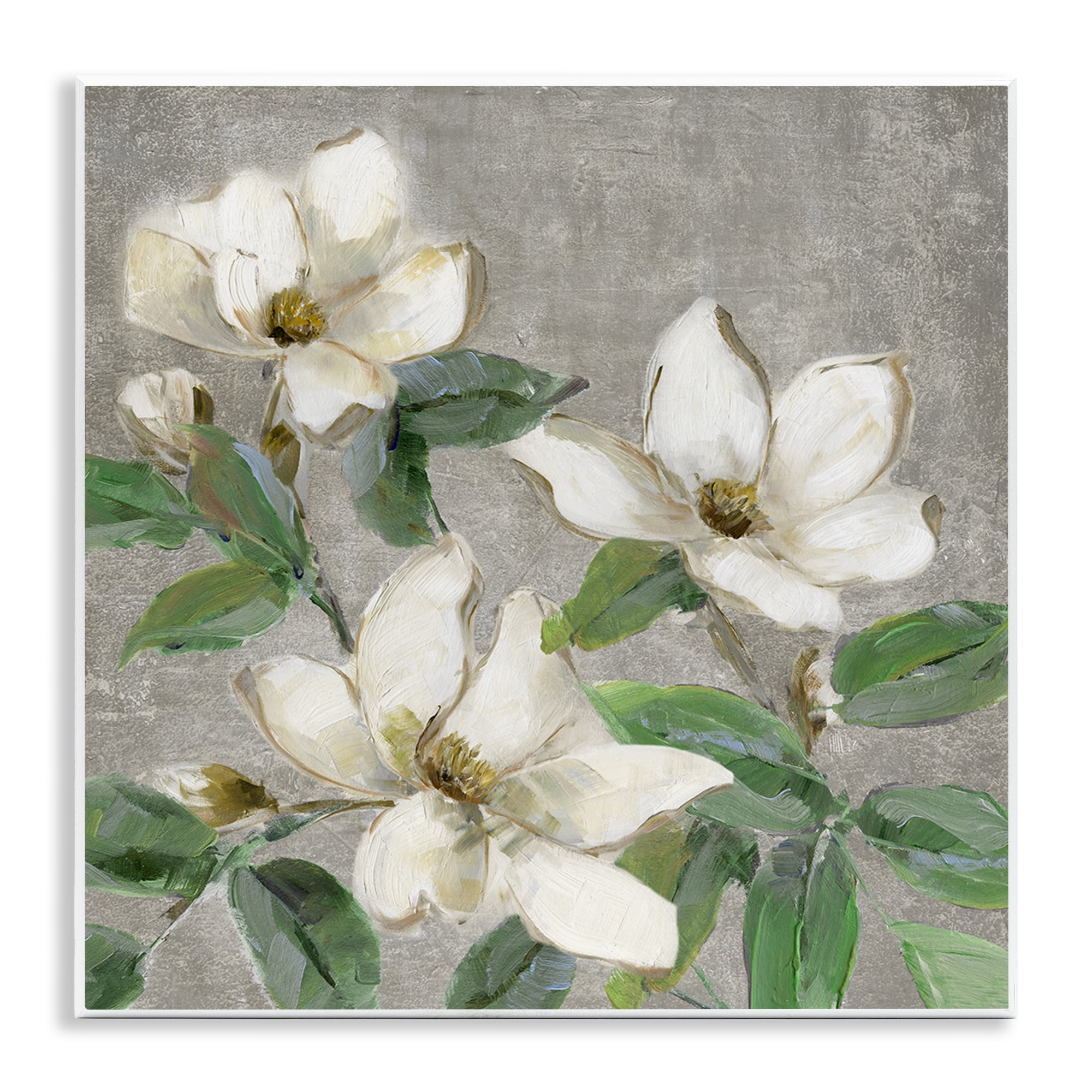 Stupell Industries Ivory Magnolias on Grey Wall Plaque Art, design by Sally Swatland