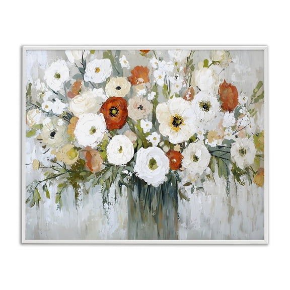 Stupell Industries Ivory & Ruby Bouquet Abstract Painting White Framed Art Print Wall Art, 20 x 16