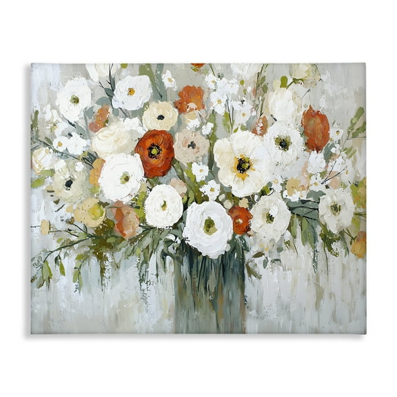Stupell Industries Ivory & Ruby Bouquet Abstract Painting Wrapped Canvas Canvas Art Print Wall Art, 48 x 36