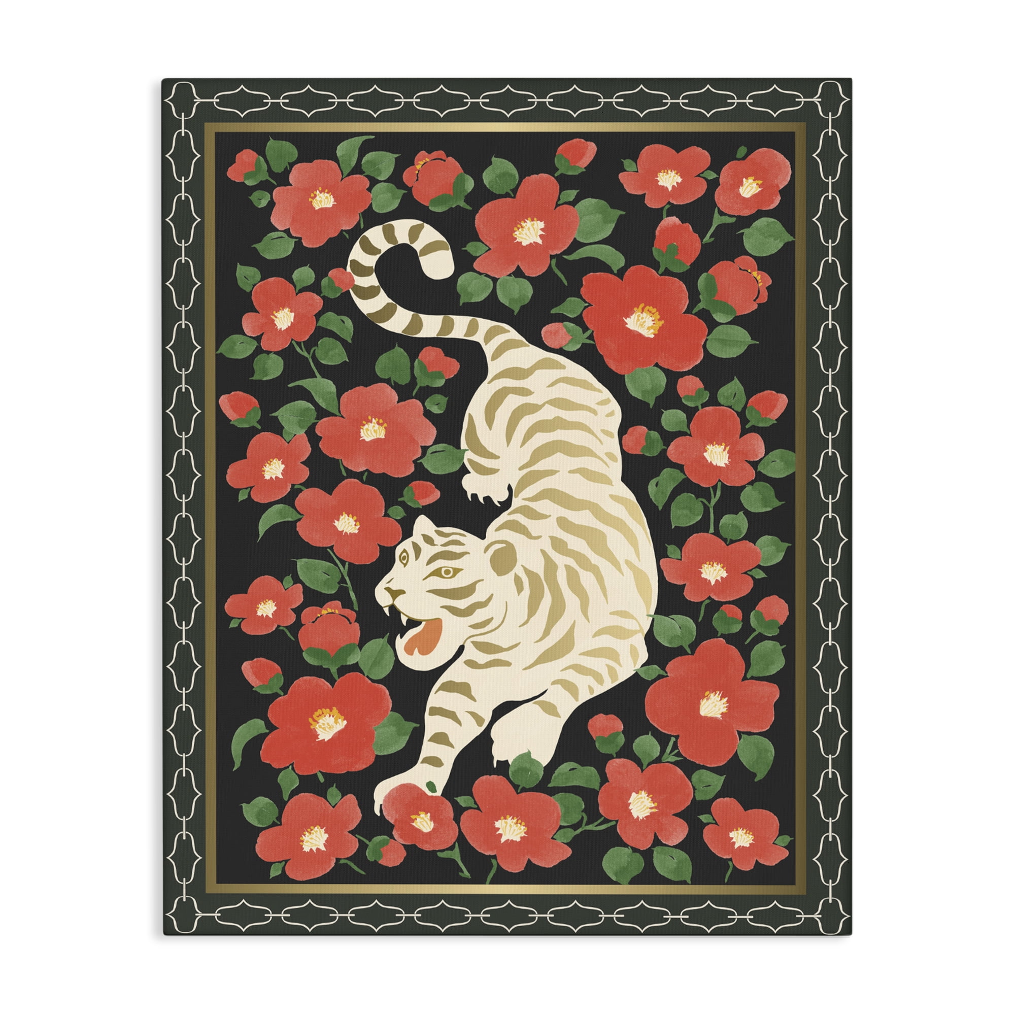Stupell Industries Ivory Tiger Among Camelias Canvas Wall Art, design by Karolina Sato
