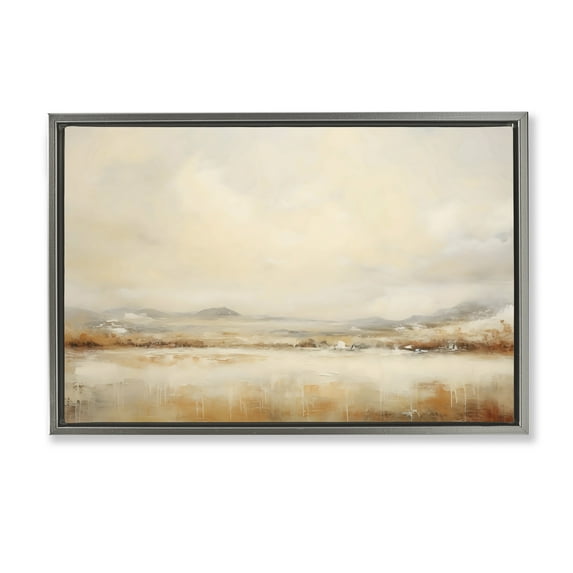Stupell Industries Ivory and Bronze Landscape Gray Framed Floater Canvas Wall Art design by LSR Creative Studio, 17 x 25