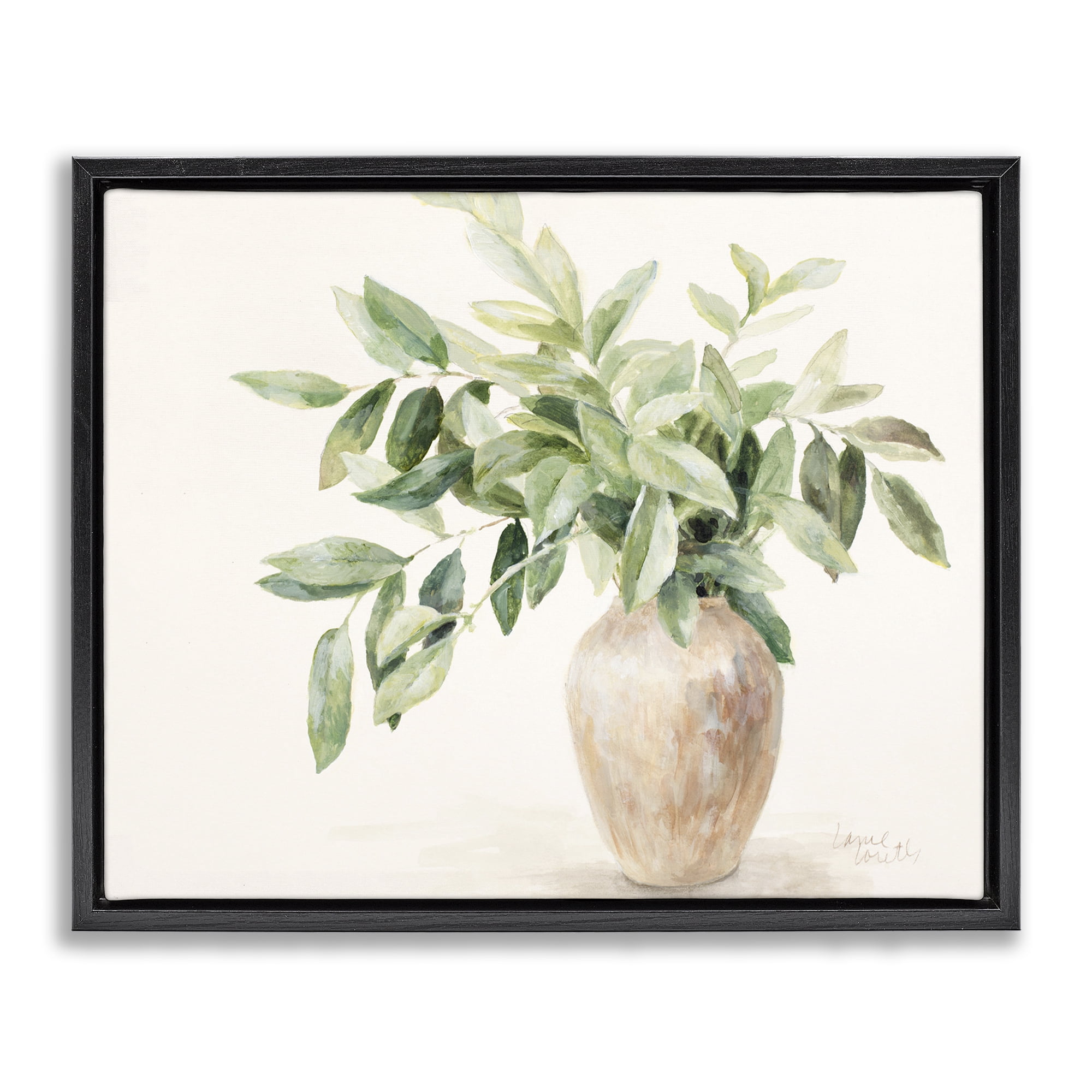 Stupell Industries Ivy Potted Plant Botanical & Floral Painting Black Floater Framed Art Print Wall Art, 31 x 25