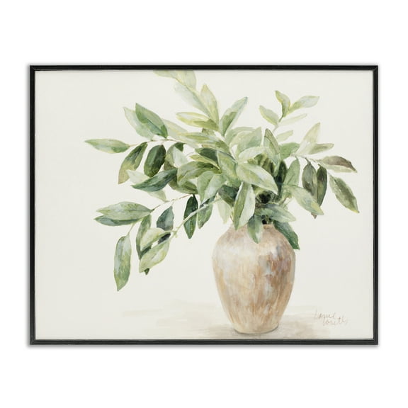 Stupell Industries Ivy Potted Plant Botanical & Floral Painting Black Framed Art Print Wall Art, 14 x 11