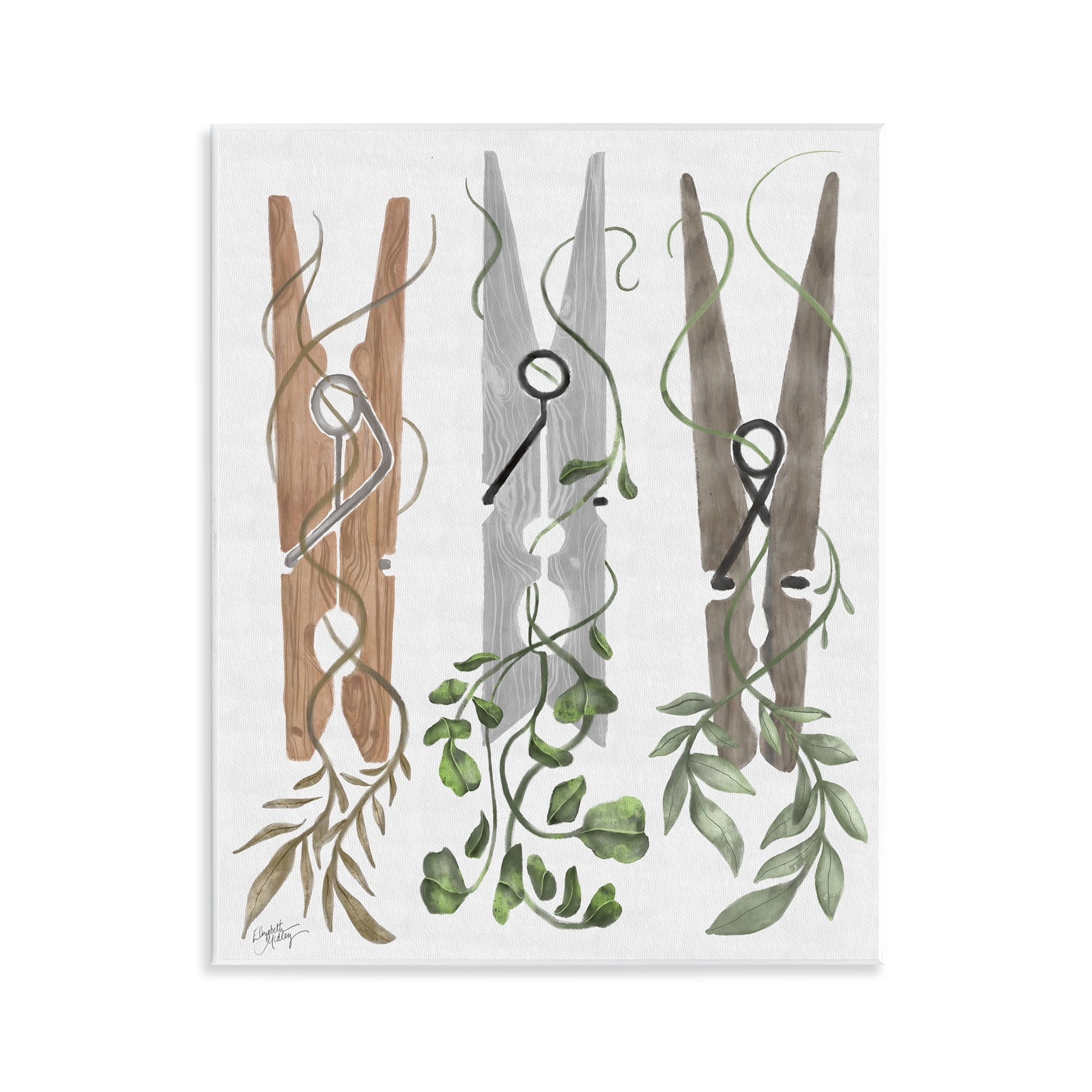 Stupell Industries Ivy Wrapped Clothespins Wall Plaque Art, design by Elizabeth Medley