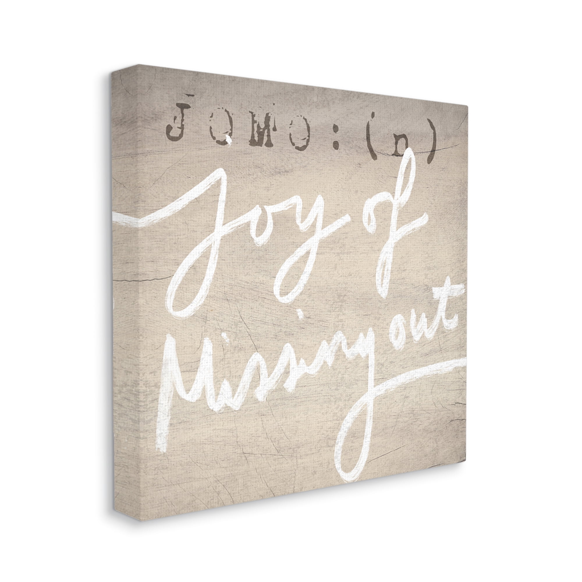 Stupell Industries JOMO Definition Rustic Joy of Missing Out Typography Painting Gallery Wrapped Canvas Art Print Wall Art, 24 x 24