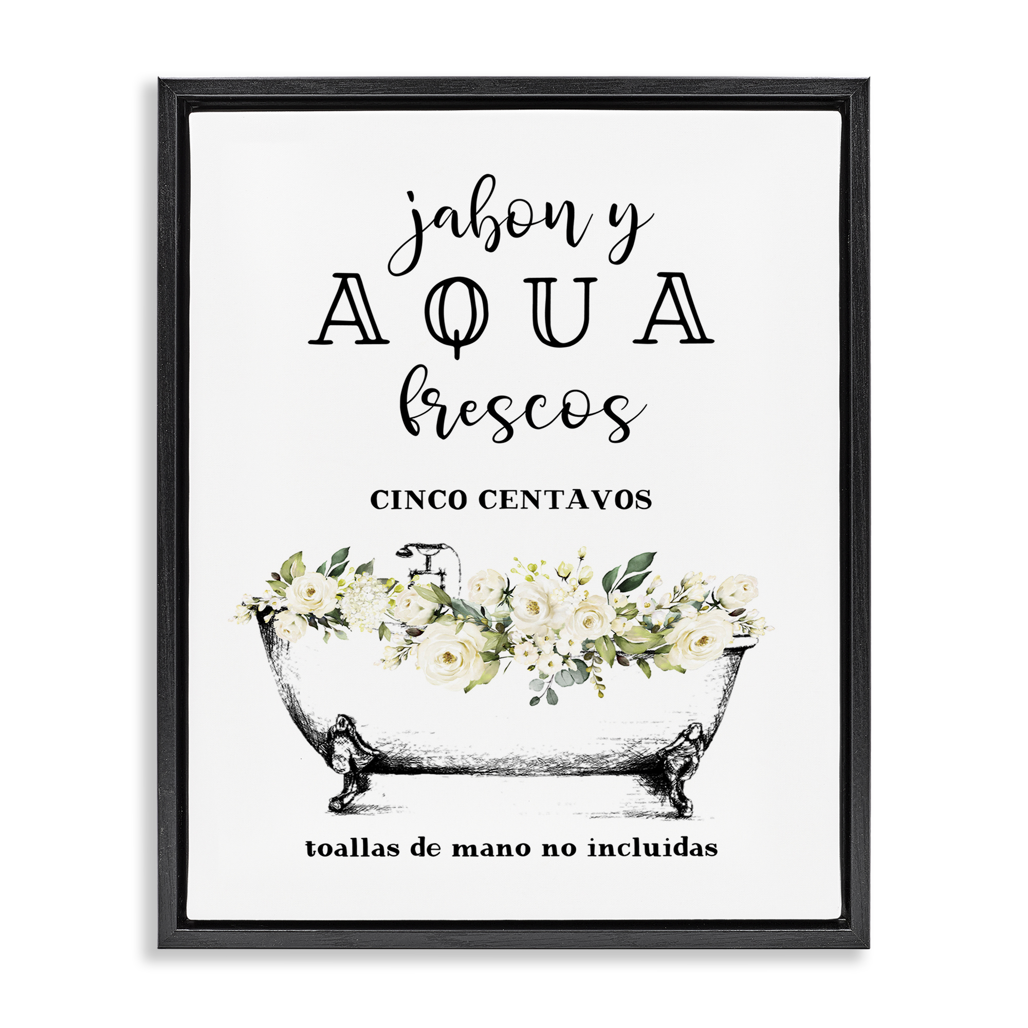 Stupell Industries Jabón y Aqua Frescos Bath & Laundry Painting Black Floater Framed Art Print Wall Art, 25 x 31