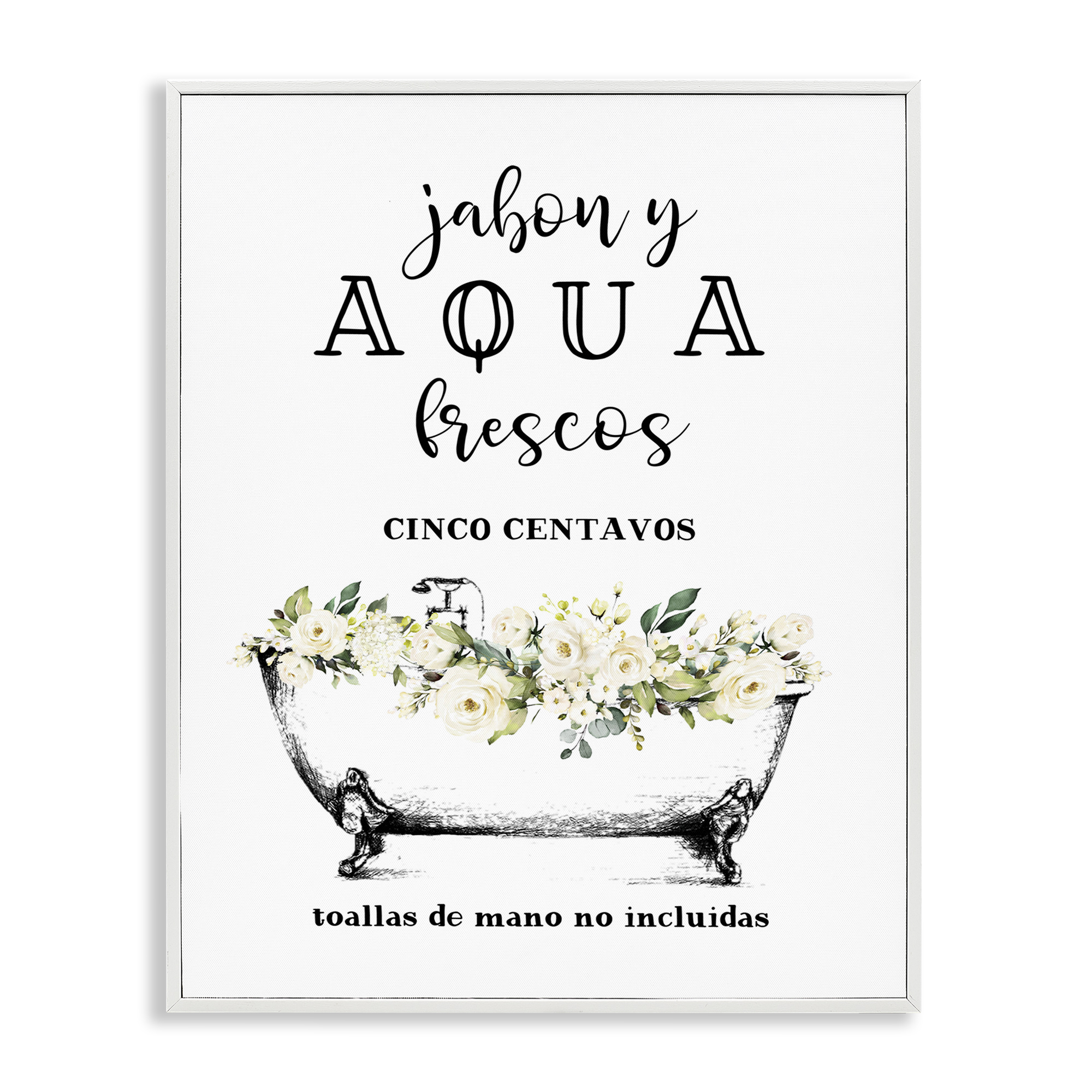 Stupell Industries Jabón y Aqua Frescos Bath & Laundry Painting White Framed Art Print Wall Art, 16 x 20