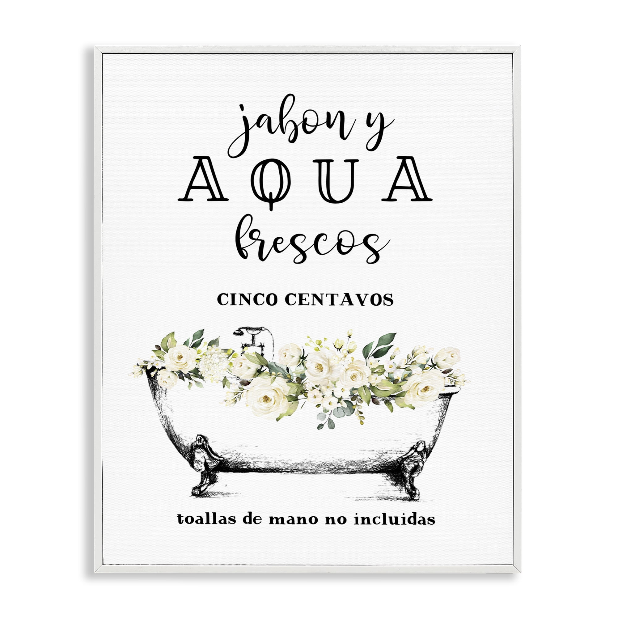 Stupell Industries Jabón y Aqua Frescos Bath & Laundry Painting White Framed Art Print Wall Art, 24 x 30