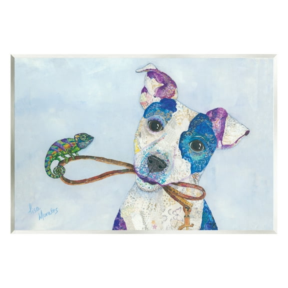 Stupell Industries Jack & Chameleon Smiling Dog Portrait Collage Painting Unframed Art Print Wall Art, Design by Lisa Morales