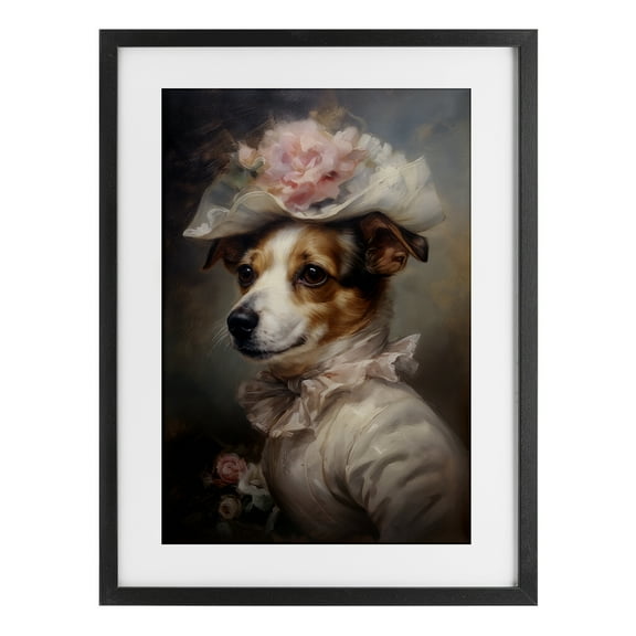 Stupell Industries Jack Russel Terrier Styled Portrait Black Framed Print Under Glass design by Wumples, 20 x 14