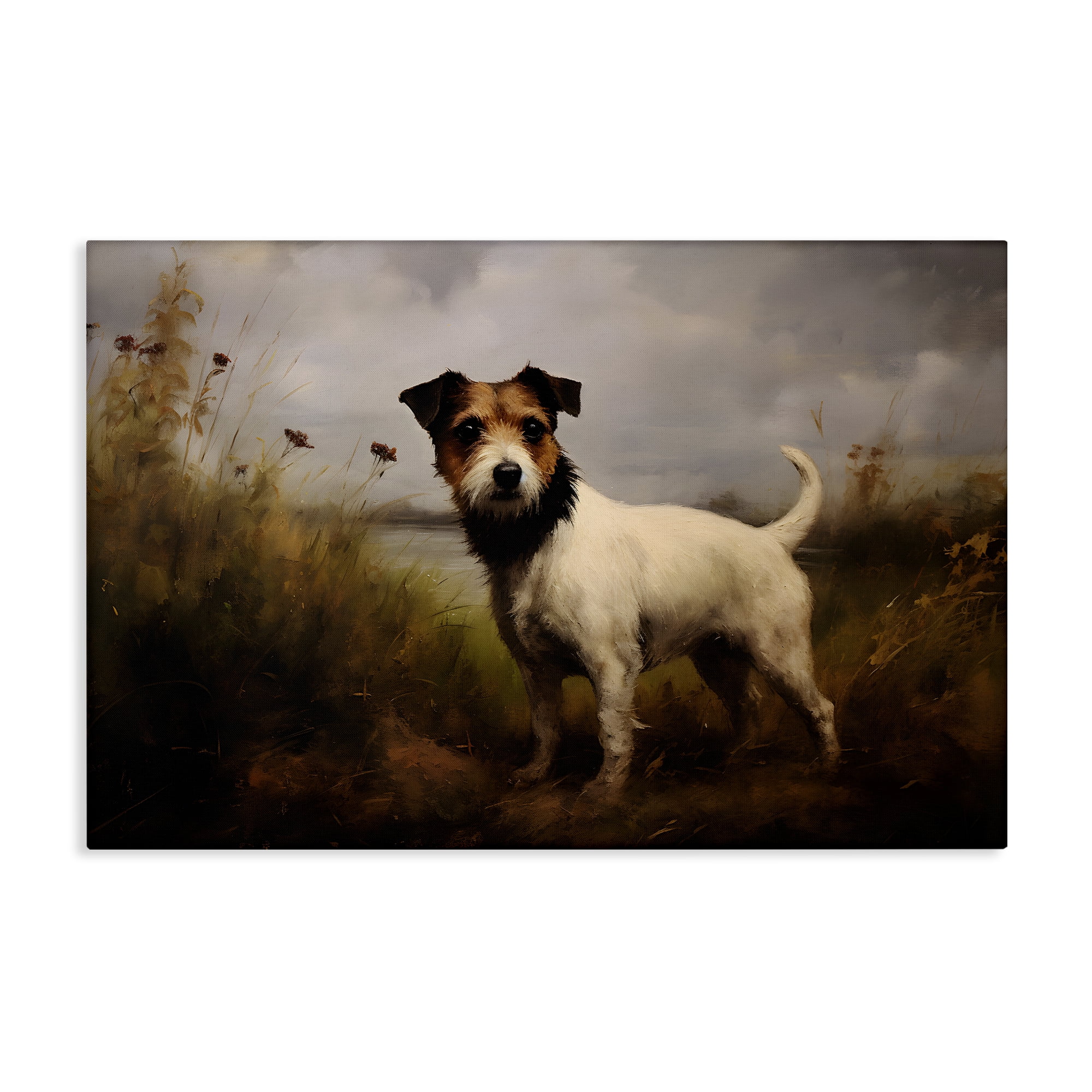 Stupell Industries Jack Russell Terrier Landscape Landscape Painting Gallery Wrapped Canvas Art Print Wall Art, 24 x 16