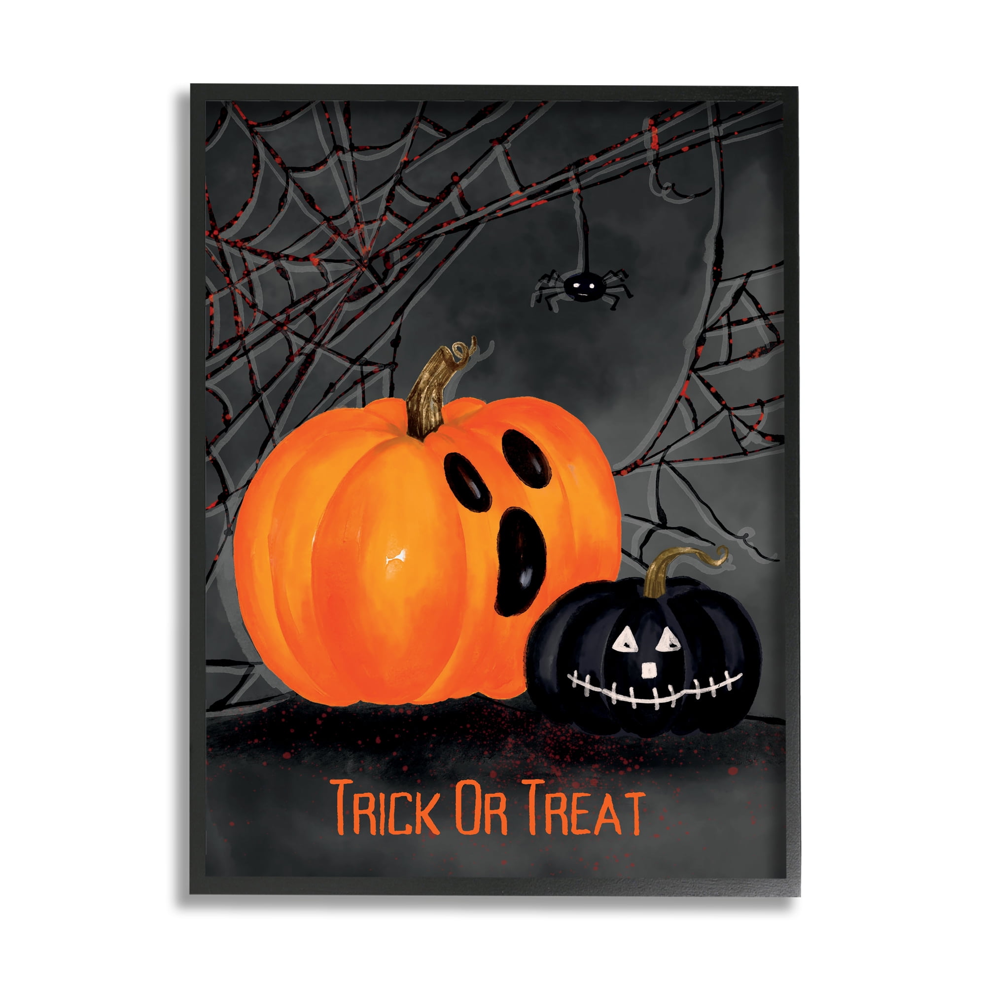 Stupell Industries Jack-o-Lantern Phrase Holiday Painting Black Framed Art Print Wall Art, 11 x 14