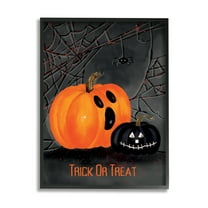 Stupell Industries Jack-o-Lantern Phrase Holiday Painting Black Framed Art Print Wall Art, 11 x 14