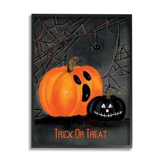 Stupell Industries Jack-o-Lantern Phrase Holiday Painting Black Framed Art Print Wall Art, 24 x 30