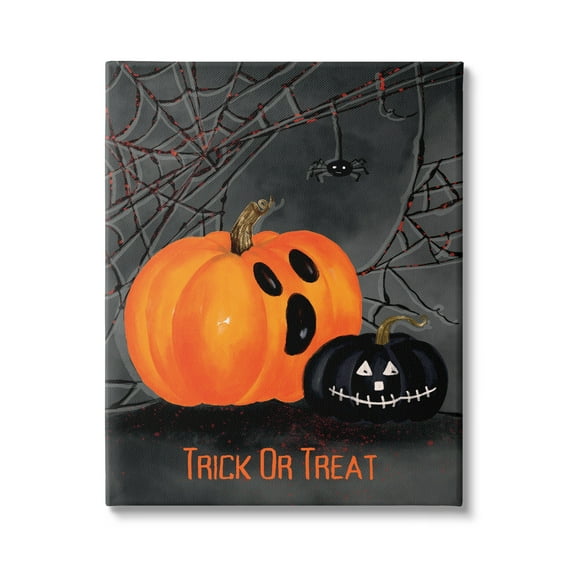 Stupell Industries Jack-o-Lantern Phrase Holiday Painting Gallery Wrapped Canvas Print Wall Art, 16 x 20