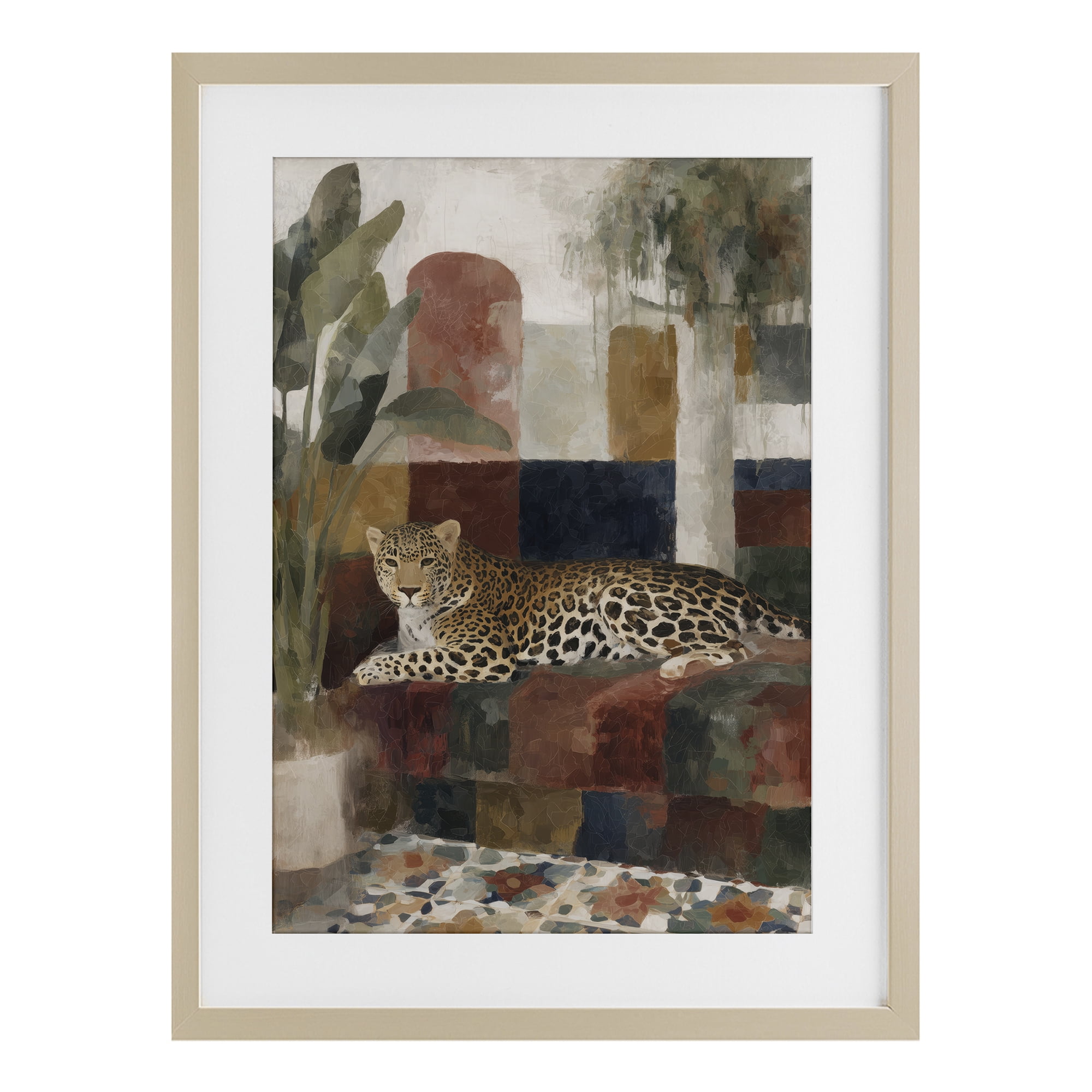 Stupell Industries Jaguar Among Tropical Palms Birch Framed Print Under Glass, design by Chromatic Storm Studio