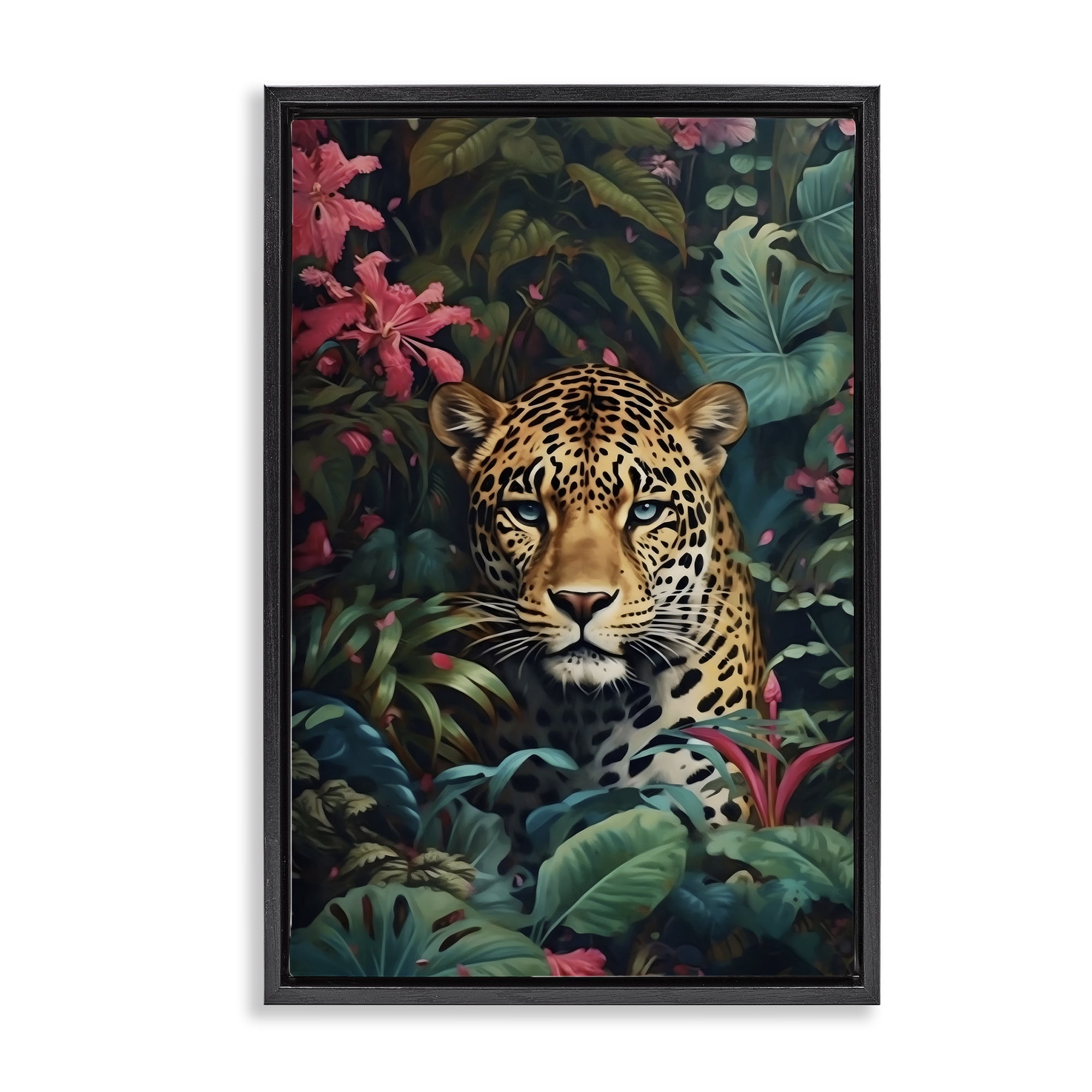Stupell Industries Jaguar with Silent Emerald Gaze Black Framed Floater Canvas Wall Art, design by Creative Studio
