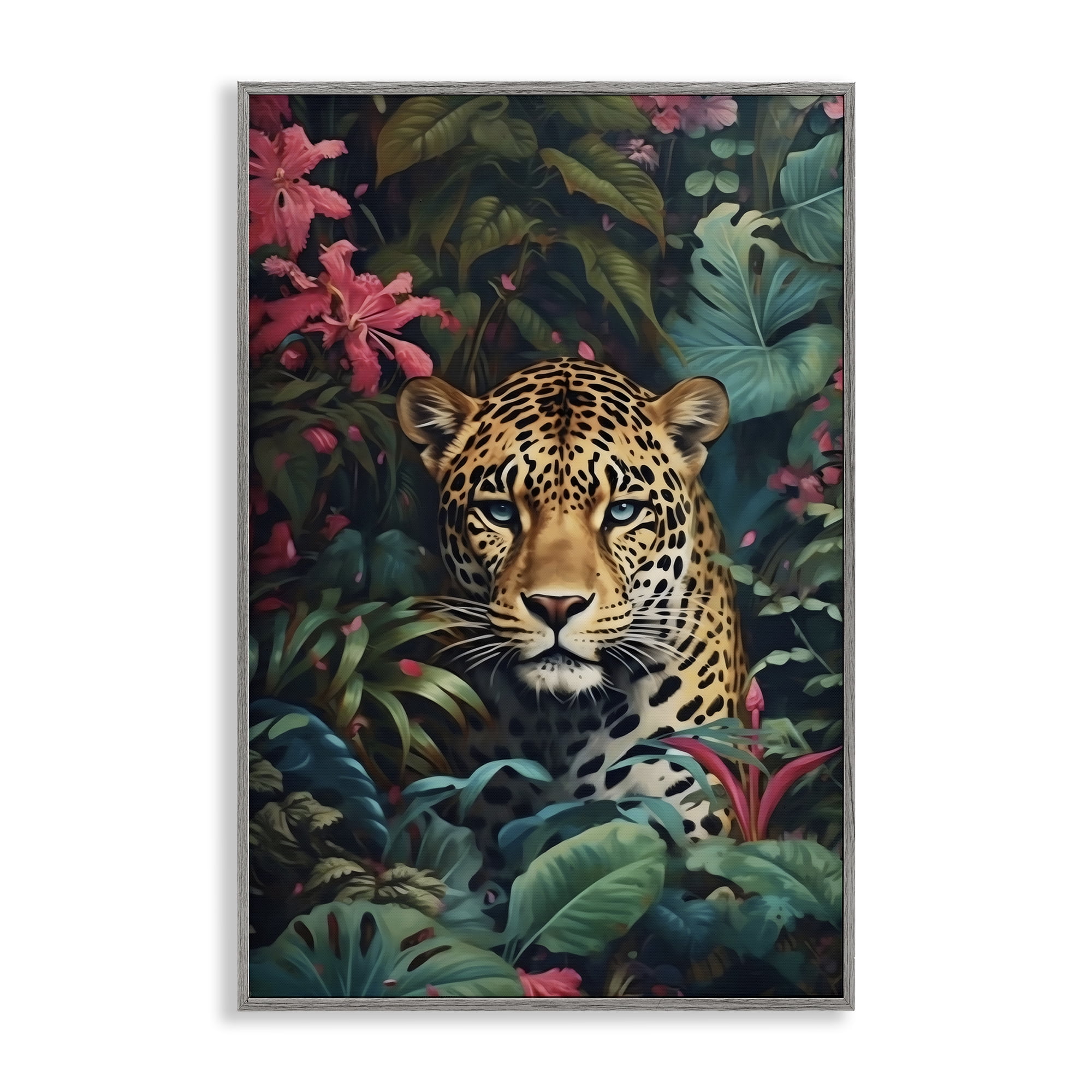 Stupell Industries Jaguar with Silent Emerald Gaze Gray Framed Giclee Art, design by Creative Studio